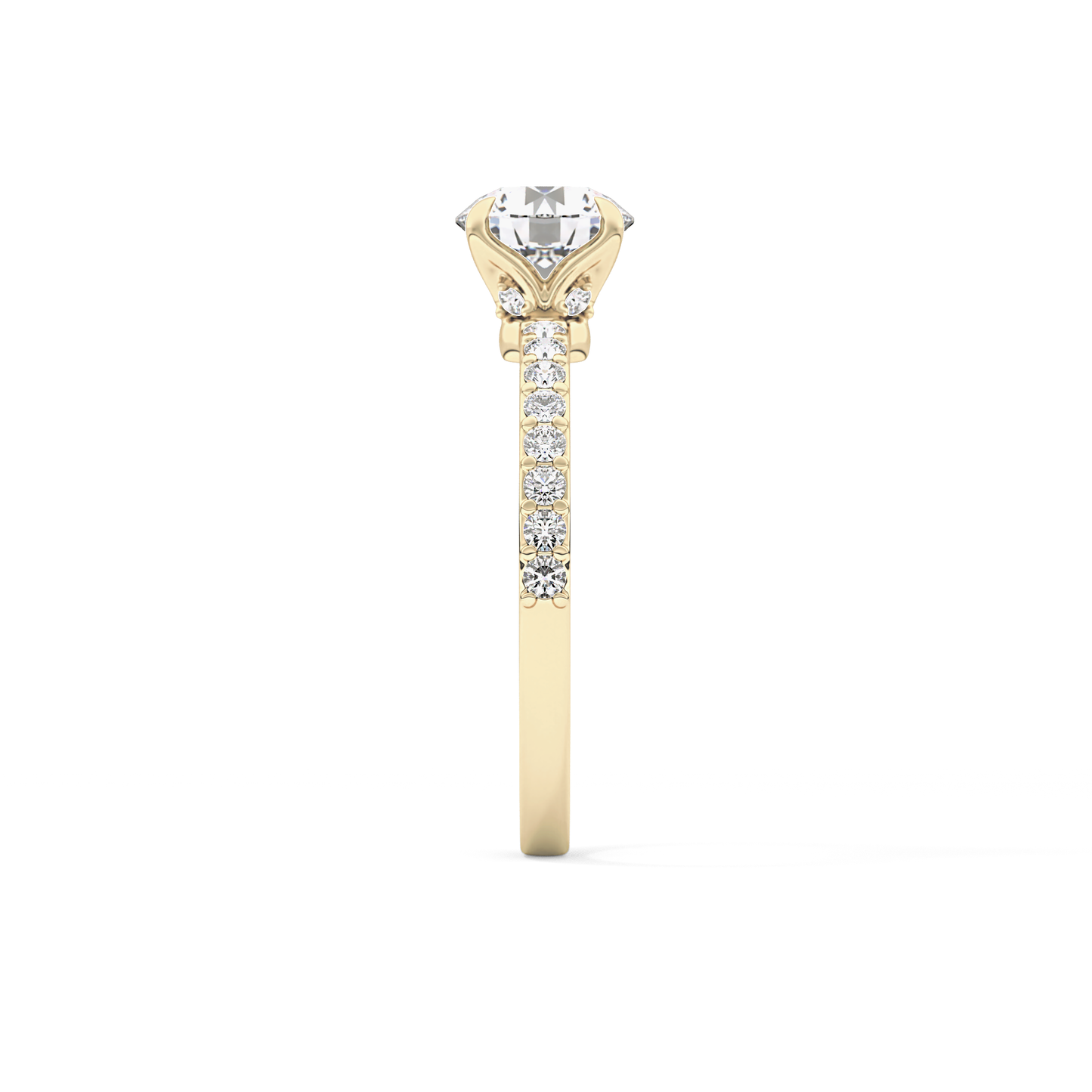 Round Cut 1.05 Carat Moissanite Ring – Pave Setting in Gold