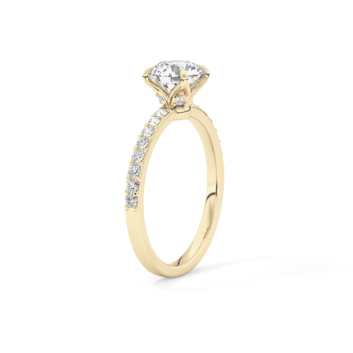 Round Cut 1.05 Carat Moissanite Ring – Pave Setting in Gold