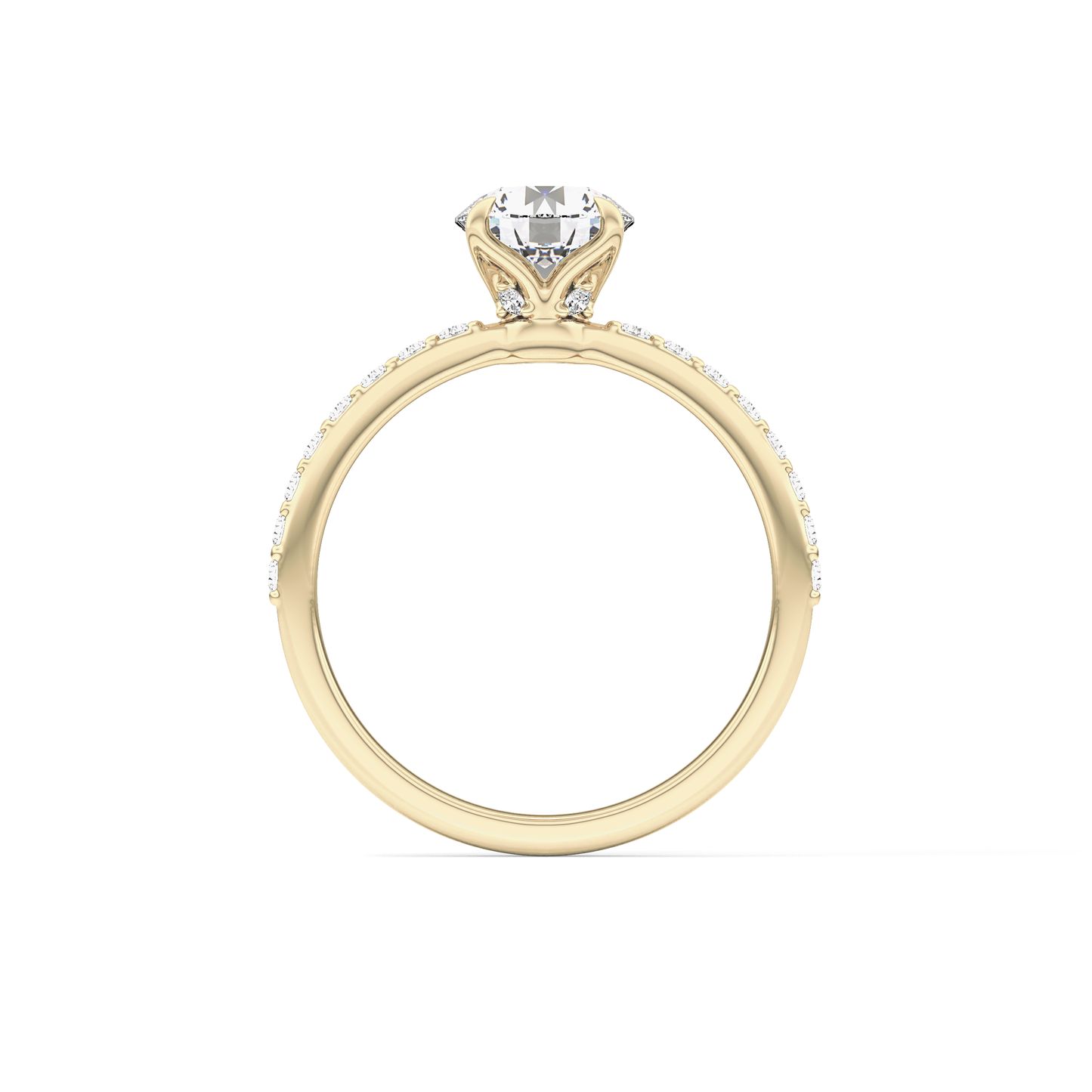 Round Cut 1.05 Carat Moissanite Ring – Pave Setting in Gold