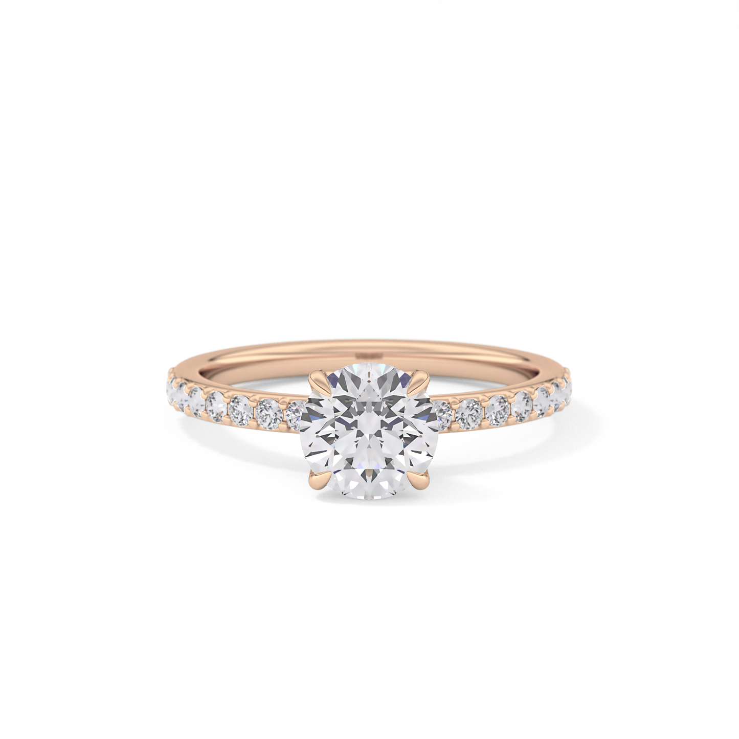 Round Cut 1.05 Carat Moissanite Ring – Pave Setting in Gold