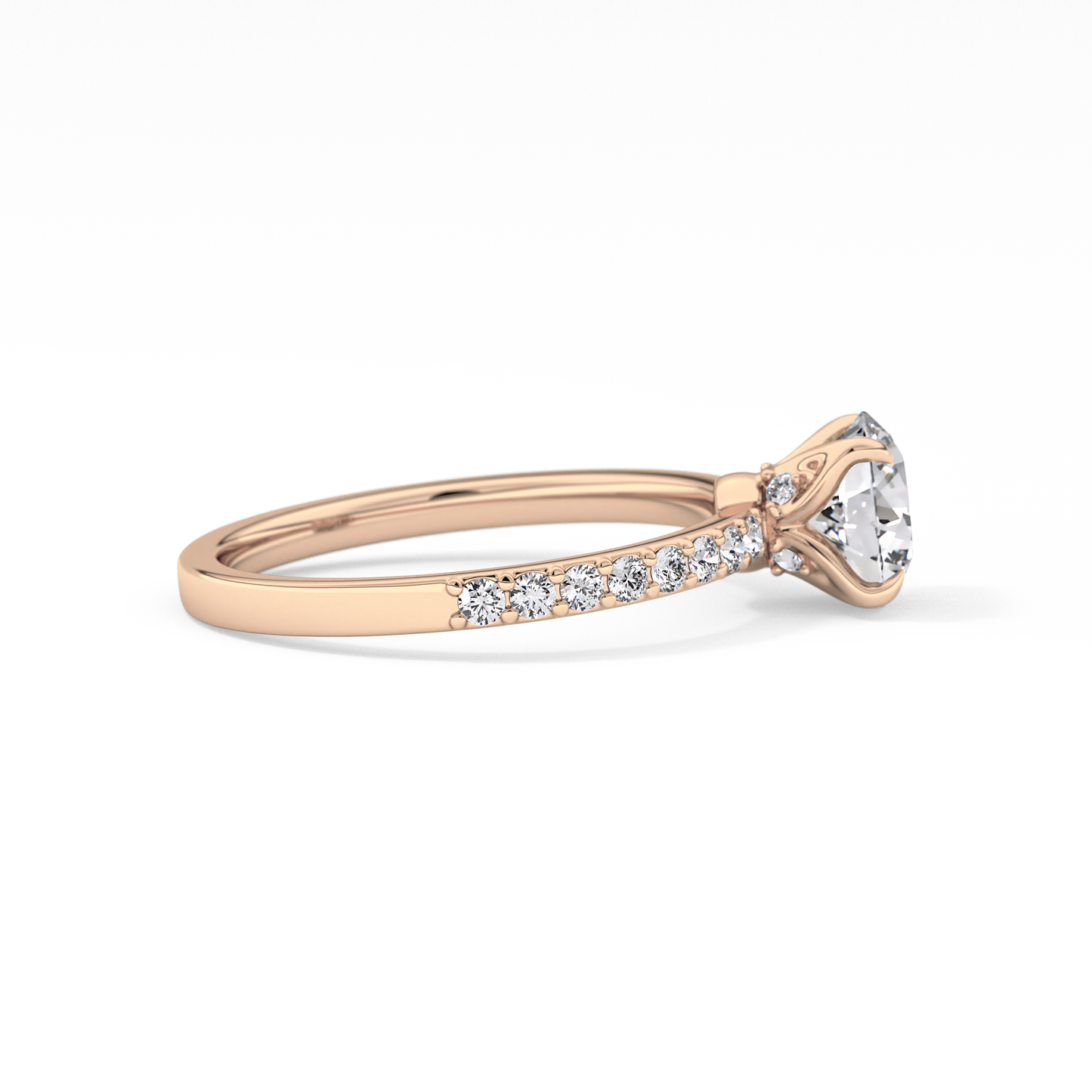 Round Cut 1.05 Carat Moissanite Ring – Pave Setting in Gold