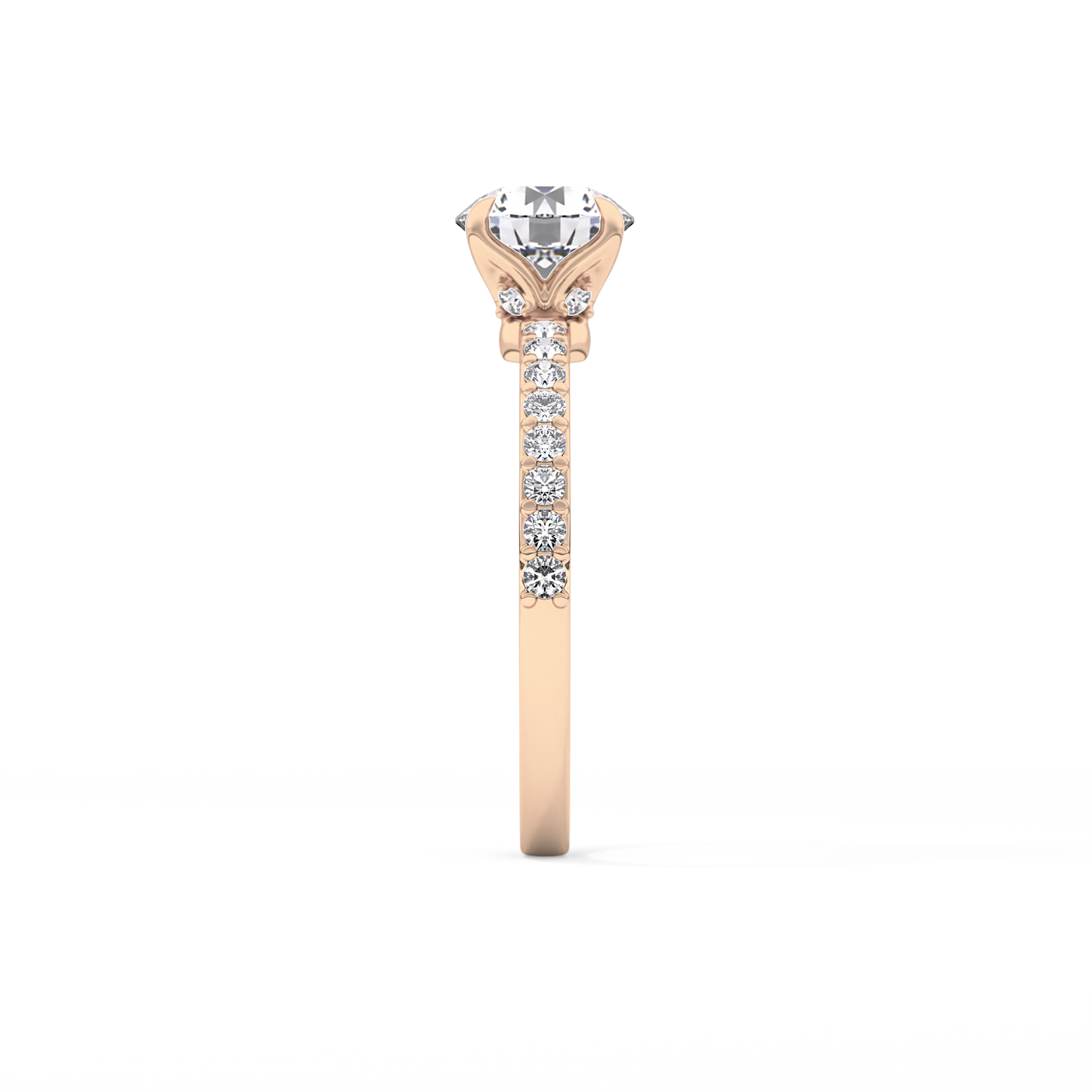 Round Cut 1.05 Carat Moissanite Ring – Pave Setting in Gold