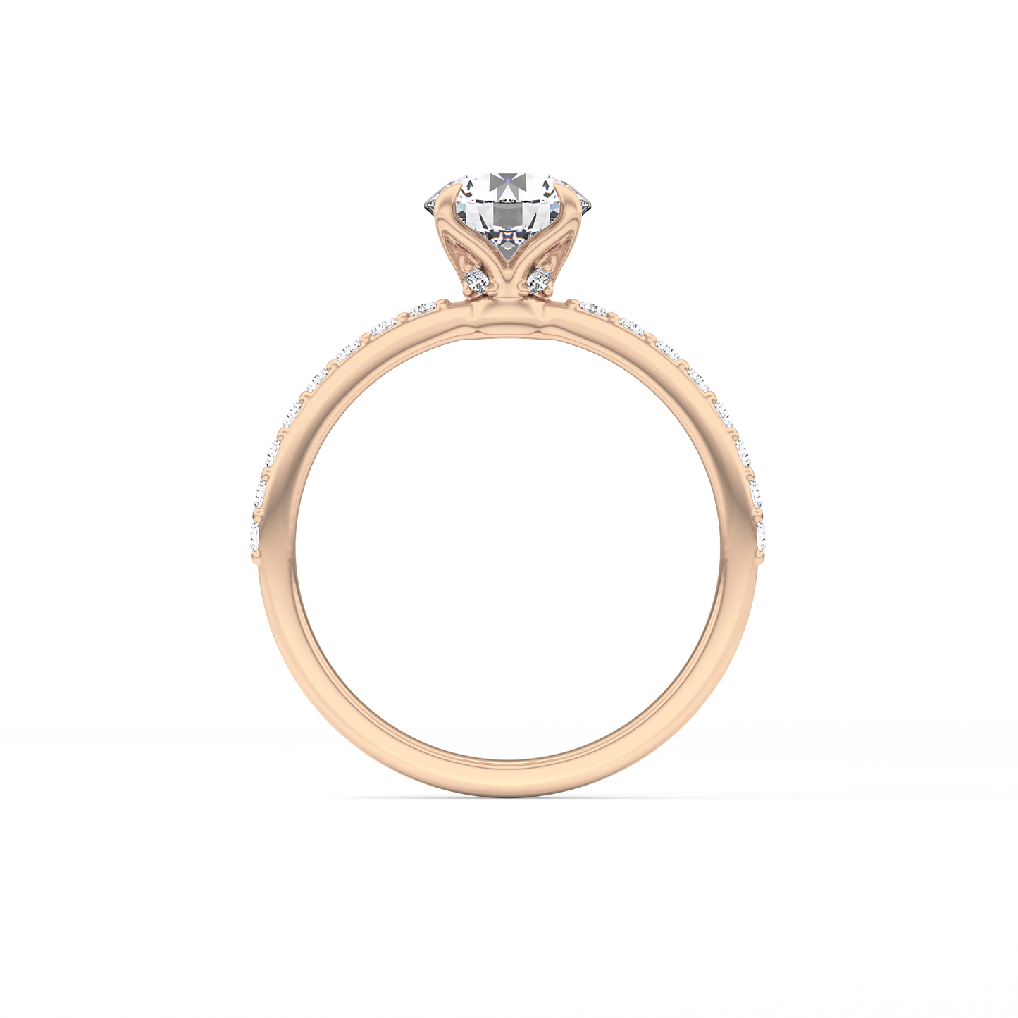 Round Cut 1.05 Carat Moissanite Ring – Pave Setting in Gold
