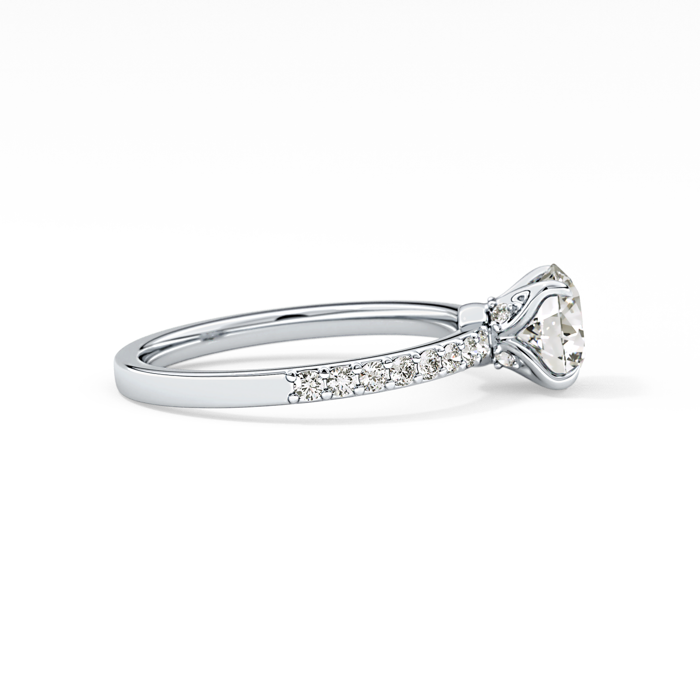 Round Cut 1.05 Carat Moissanite Ring – Pave Setting in Gold