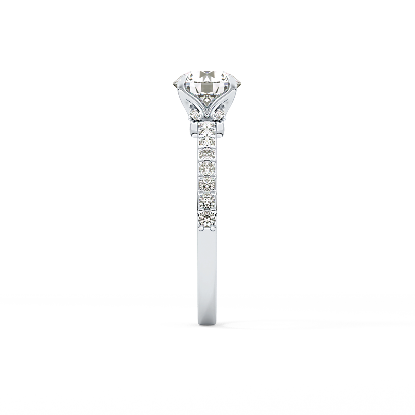 Round Cut 1.05 Carat Moissanite Ring – Pave Setting in Gold