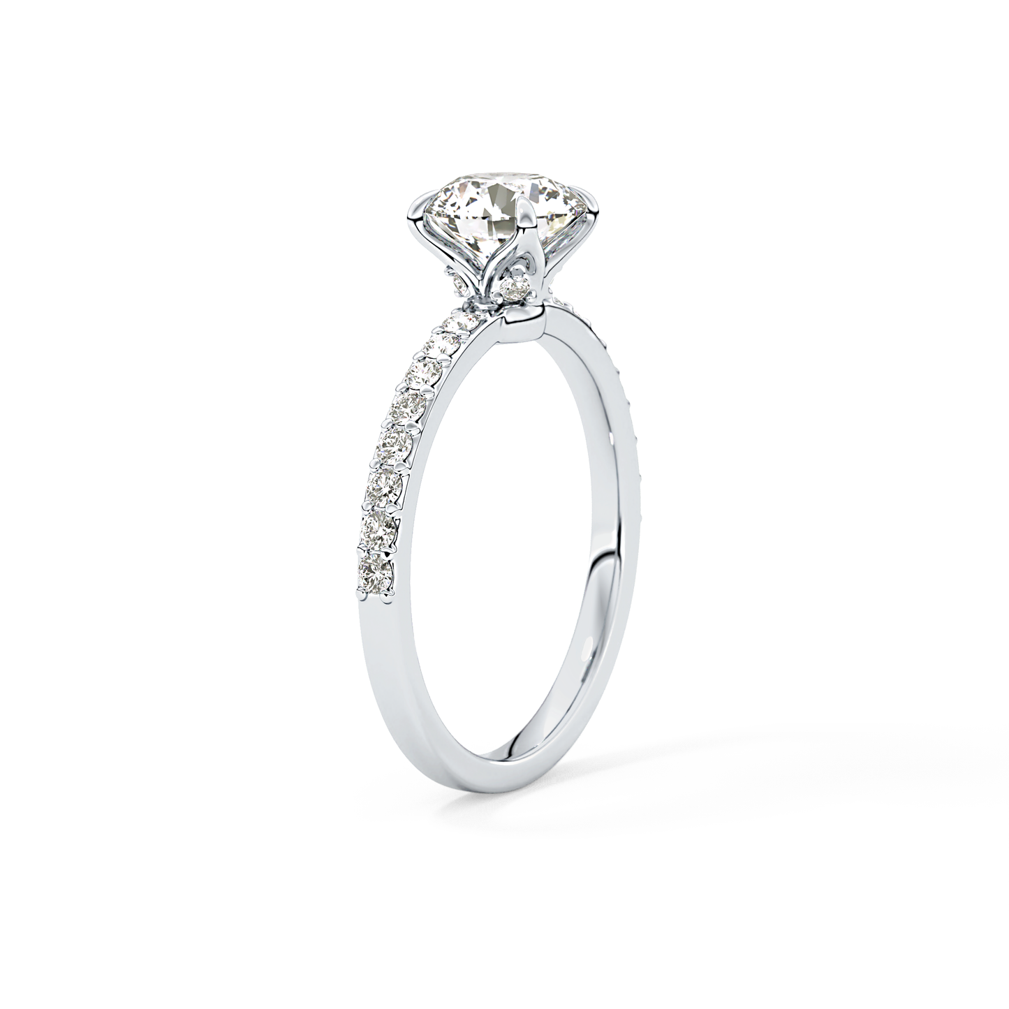 Round Cut 1.05 Carat Moissanite Ring – Pave Setting in Gold