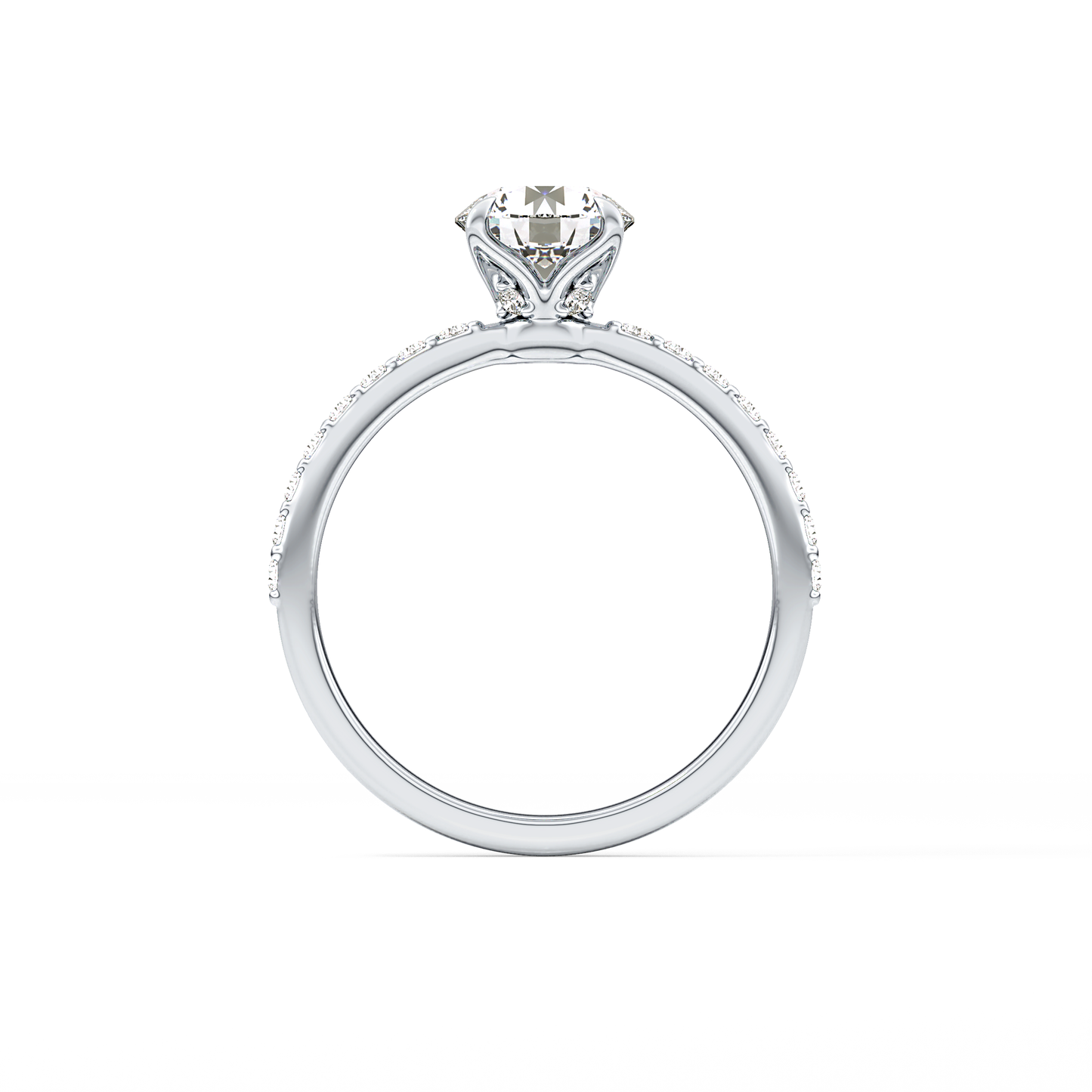 Round Cut 1.05 Carat Moissanite Ring – Pave Setting in Gold