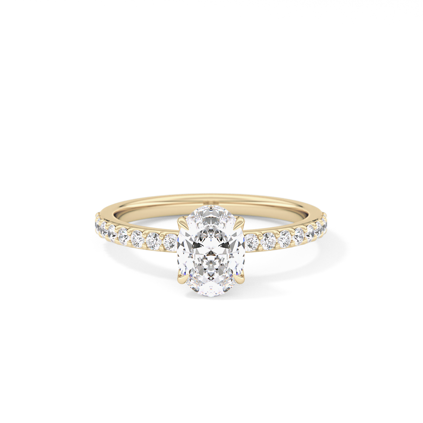 Oval Cut 0.83 Carat Moissanite Ring – Pave Setting in Gold
