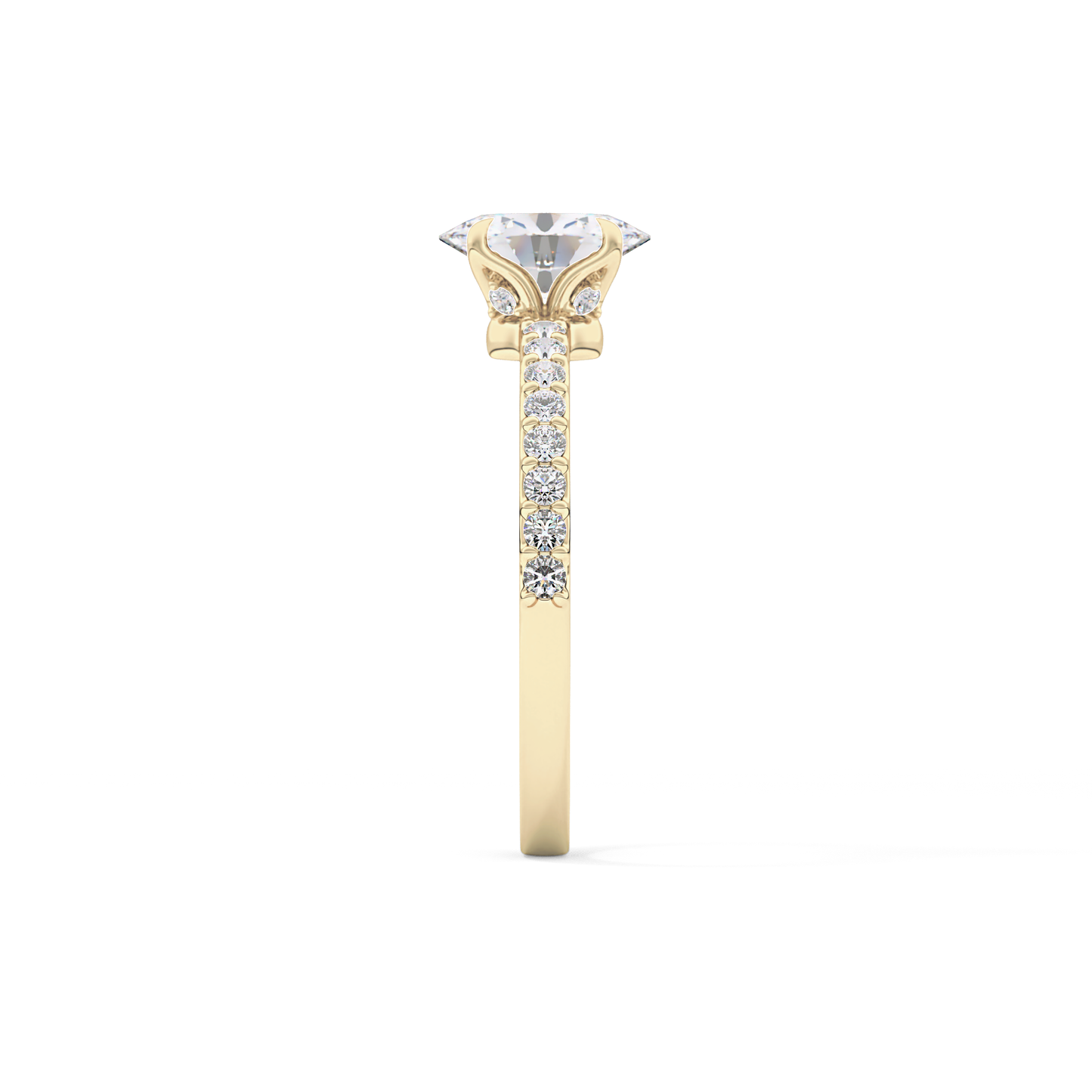 Oval Cut 0.83 Carat Moissanite Ring – Pave Setting in Gold