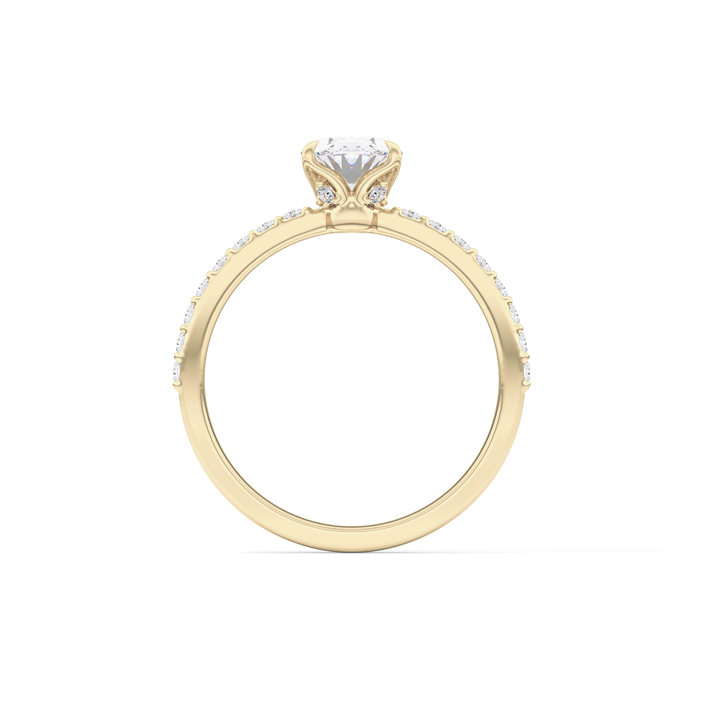Oval Cut 0.83 Carat Moissanite Ring – Pave Setting in Gold
