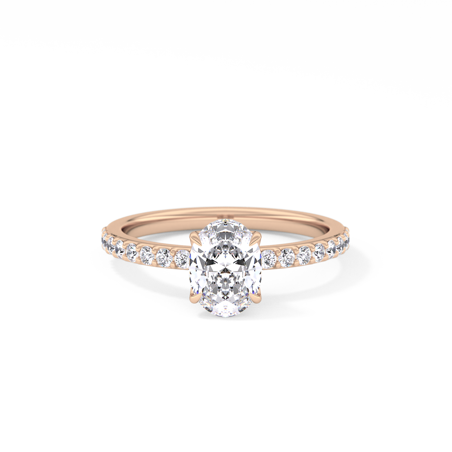 Oval Cut 0.83 Carat Moissanite Ring – Pave Setting in Gold