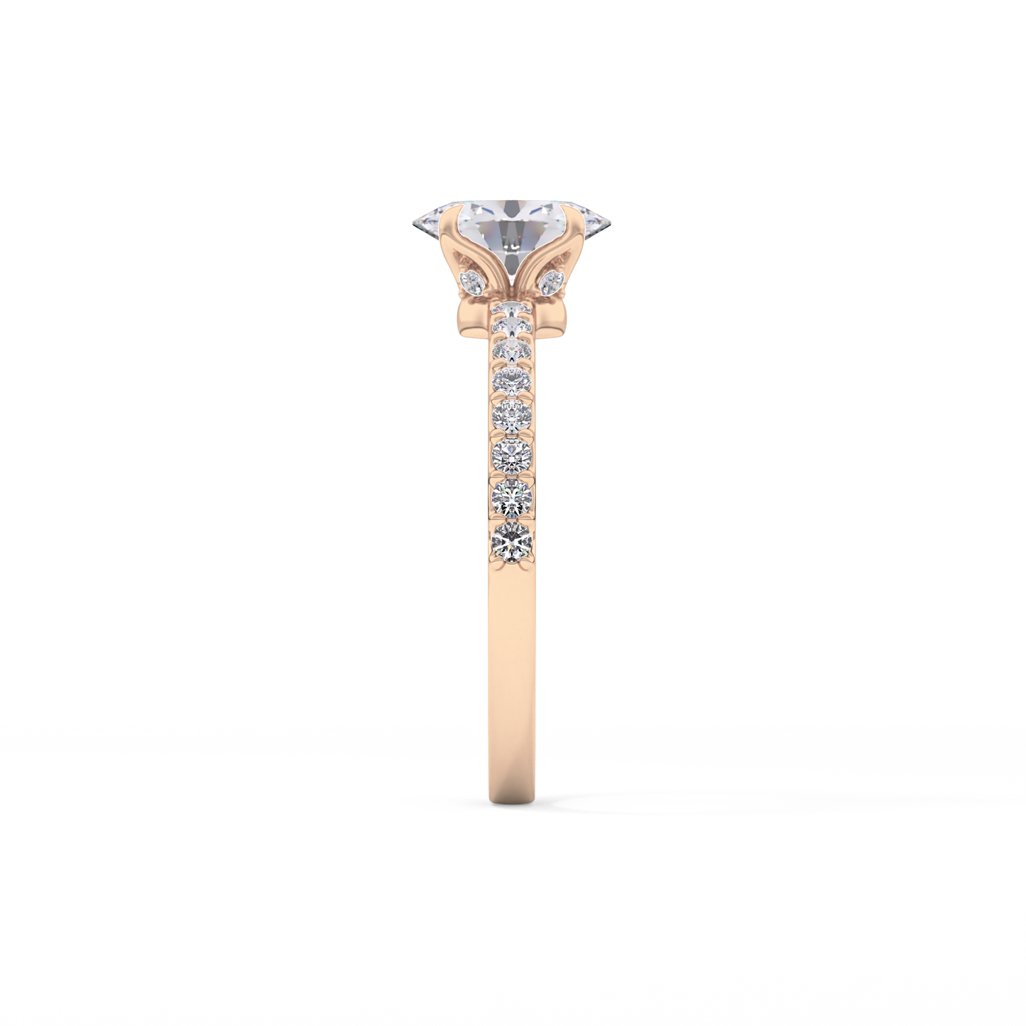 Oval Cut 0.83 Carat Moissanite Ring – Pave Setting in Gold