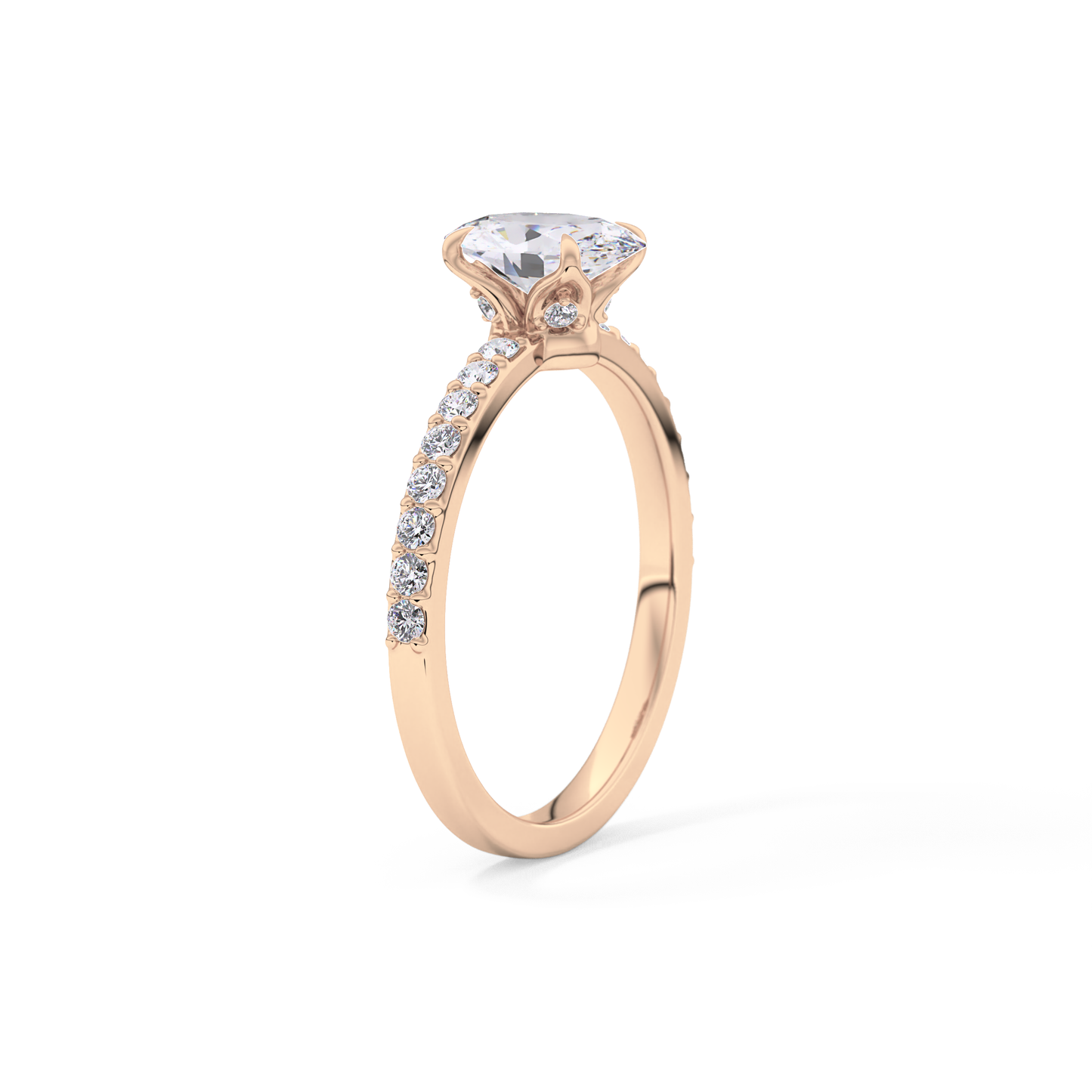 Oval Cut 0.83 Carat Moissanite Ring – Pave Setting in Gold