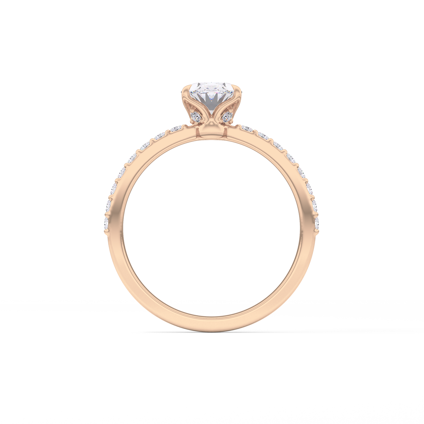 Oval Cut 0.83 Carat Moissanite Ring – Pave Setting in Gold