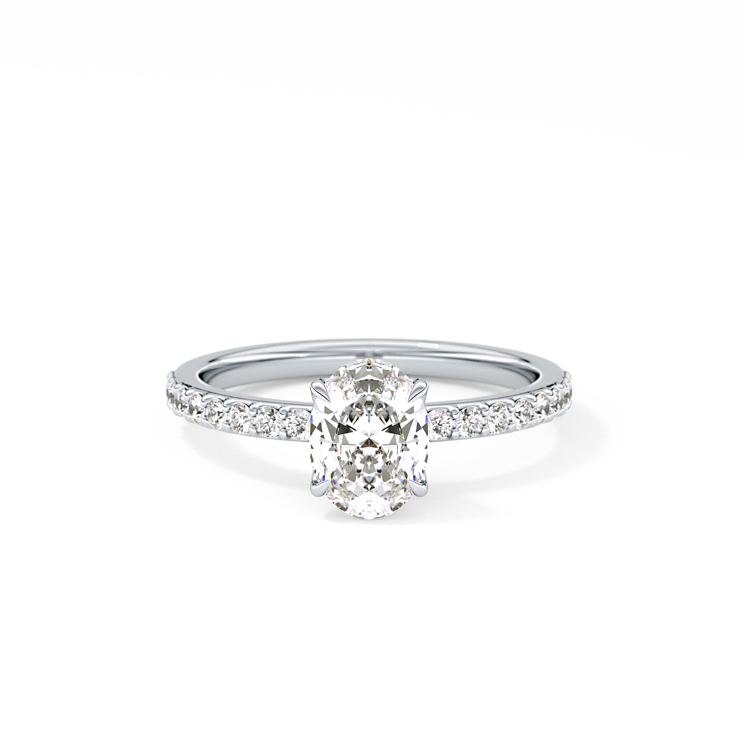 Oval Cut 0.83 Carat Moissanite Ring – Pave Setting in Gold