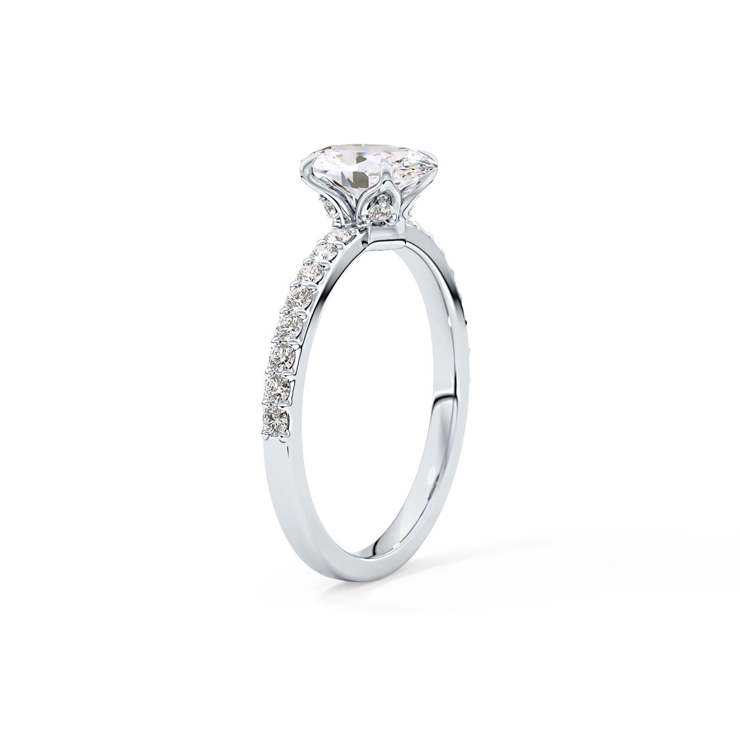 Oval Cut 0.83 Carat Moissanite Ring – Pave Setting in Gold