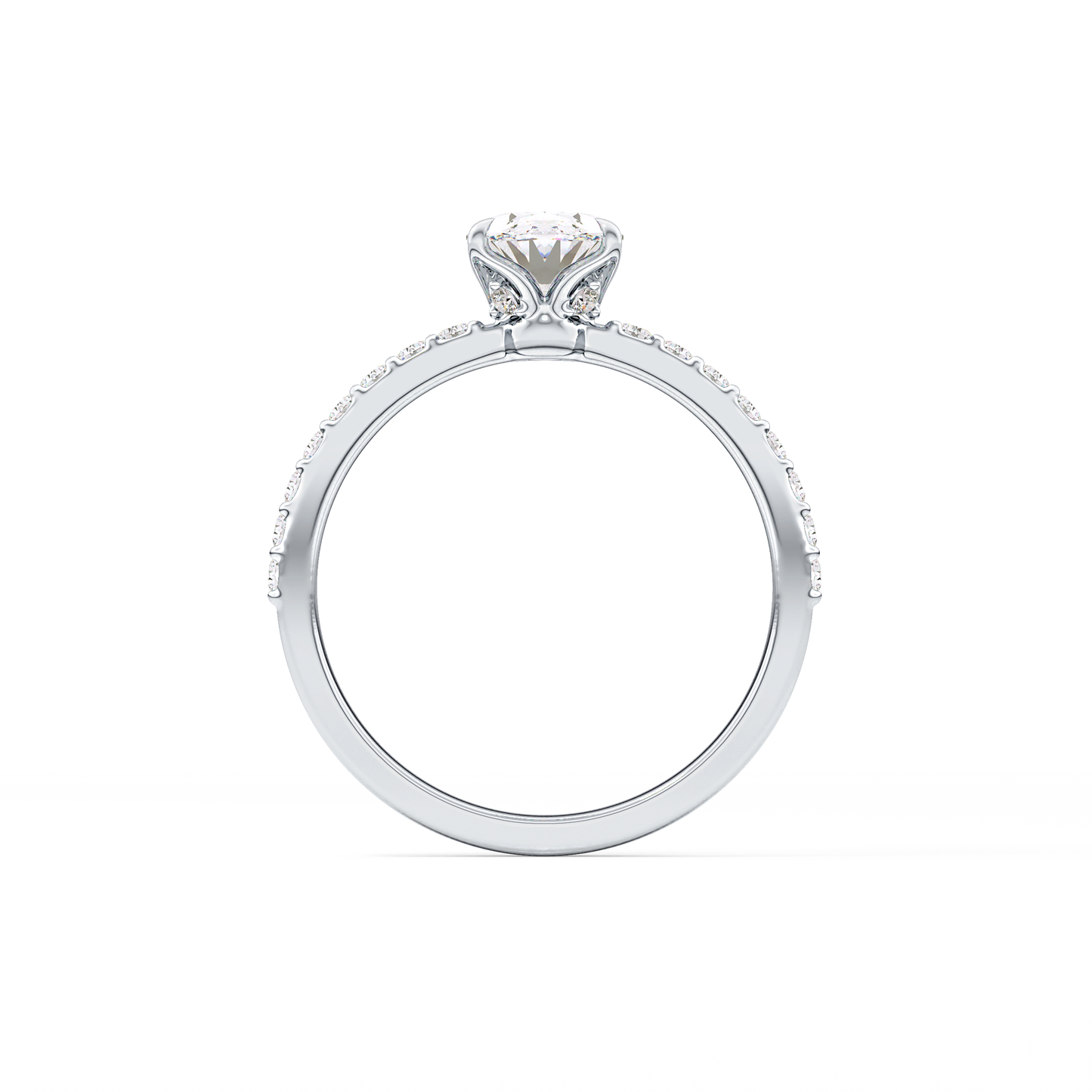 Oval Cut 0.83 Carat Moissanite Ring – Pave Setting in Gold