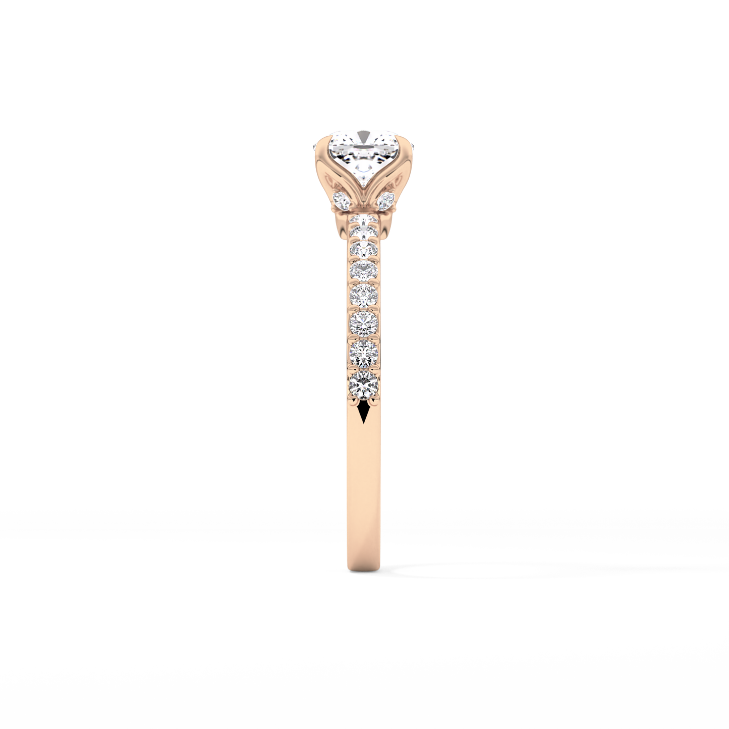 Cushion Cut 0.86 Carat Moissanite Ring – Pave Setting in Gold