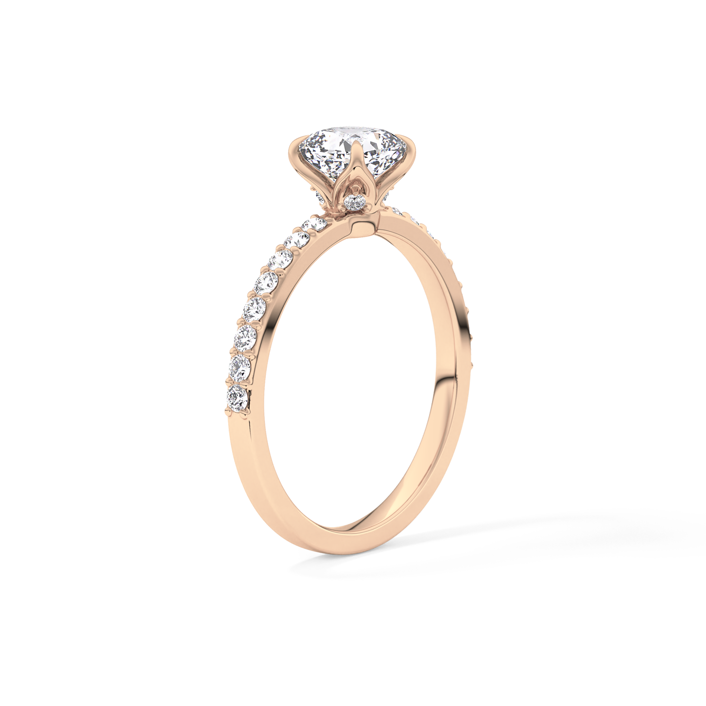 Cushion Cut 0.86 Carat Moissanite Ring – Pave Setting in Gold