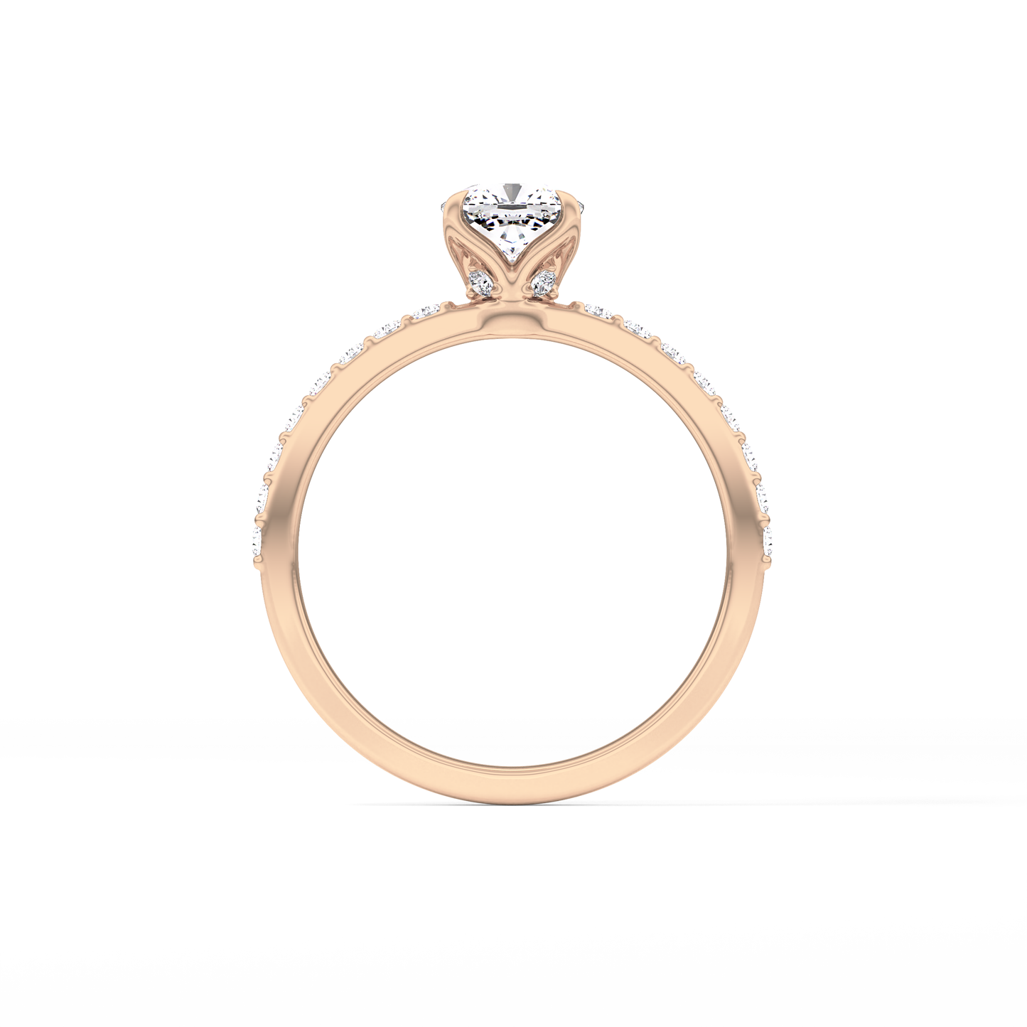 Cushion Cut 0.86 Carat Moissanite Ring – Pave Setting in Gold