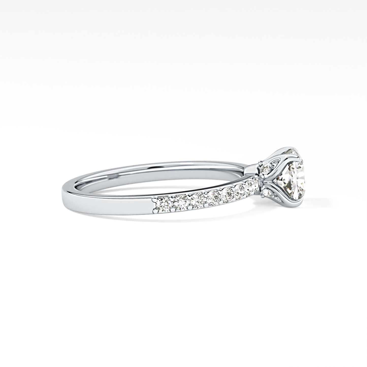 Cushion Cut 0.86 Carat Moissanite Ring – Pave Setting in Gold