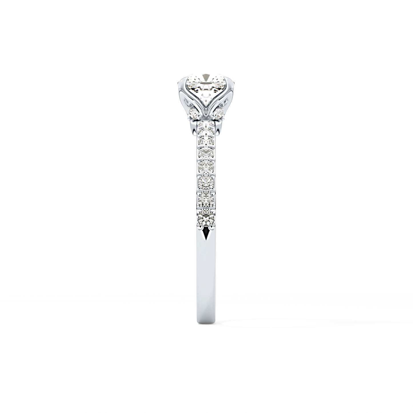 Cushion Cut 0.86 Carat Moissanite Ring – Pave Setting in Gold