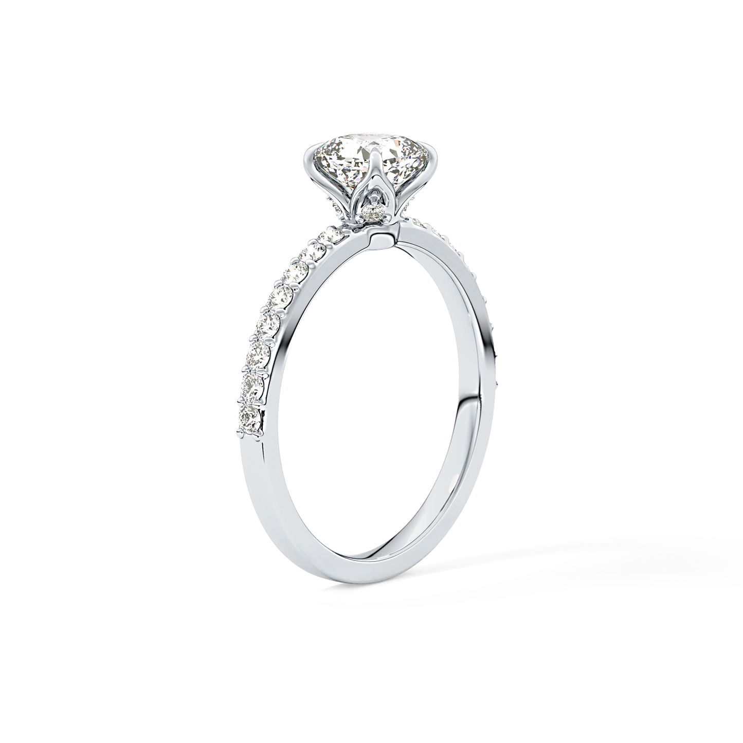 Cushion Cut 0.86 Carat Moissanite Ring – Pave Setting in Gold