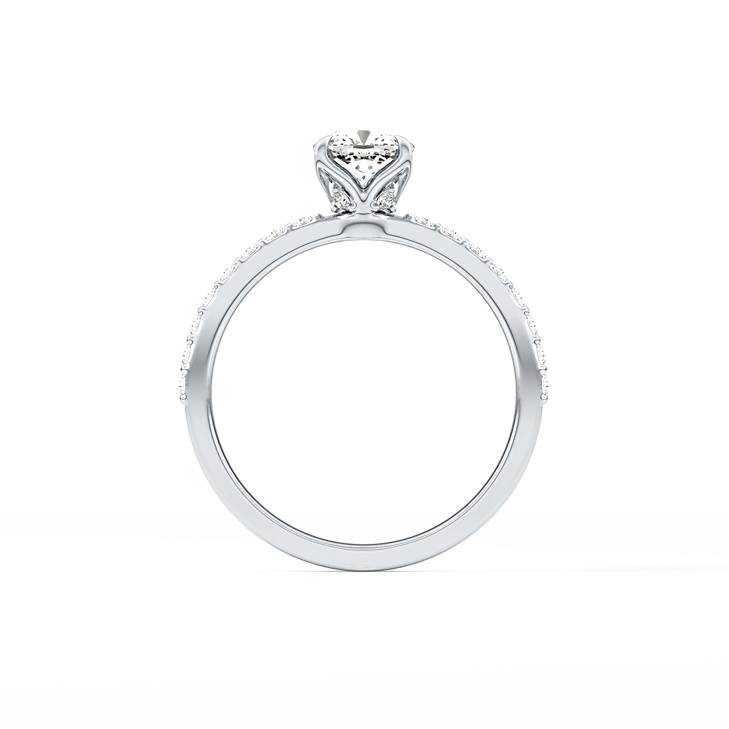 Cushion Cut 0.86 Carat Moissanite Ring – Pave Setting in Gold