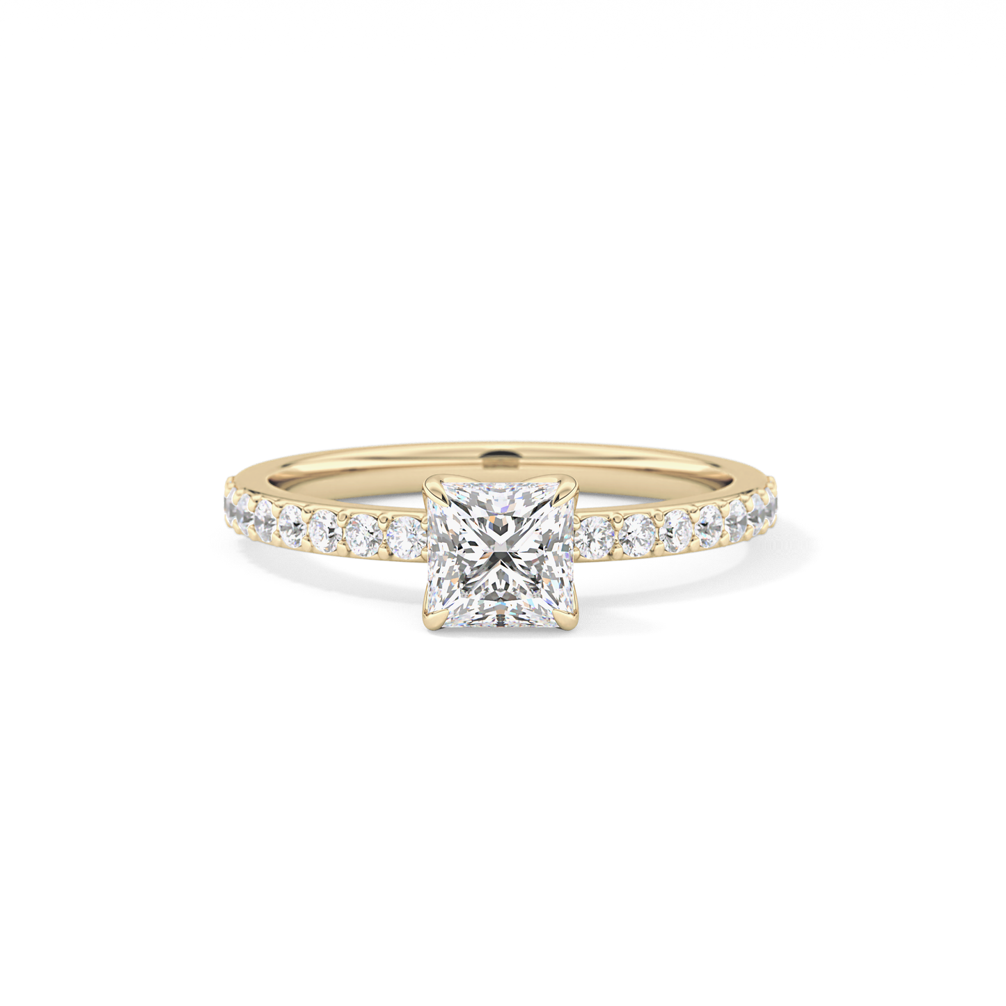 Princess Cut 0.78 Carat Moissanite Ring – Pave Setting in Gold