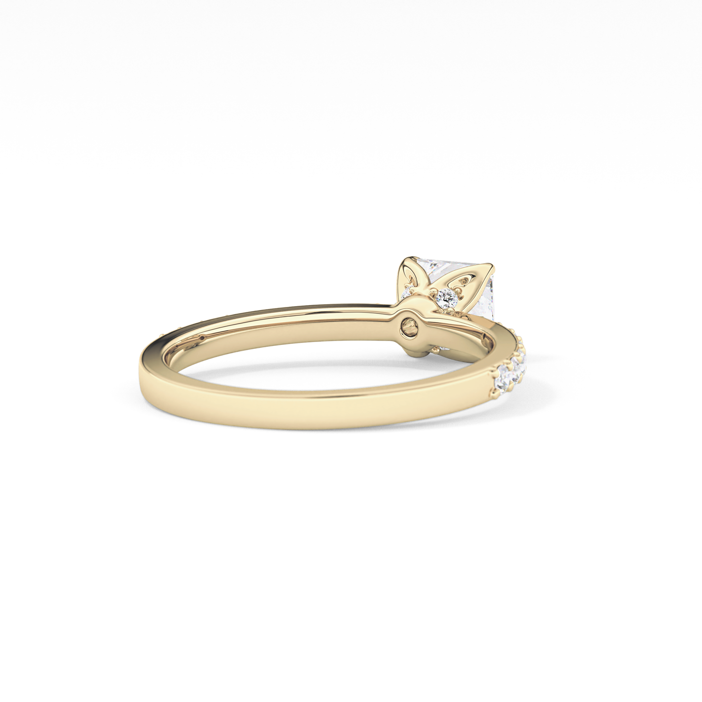 Princess Cut 0.78 Carat Moissanite Ring – Pave Setting in Gold