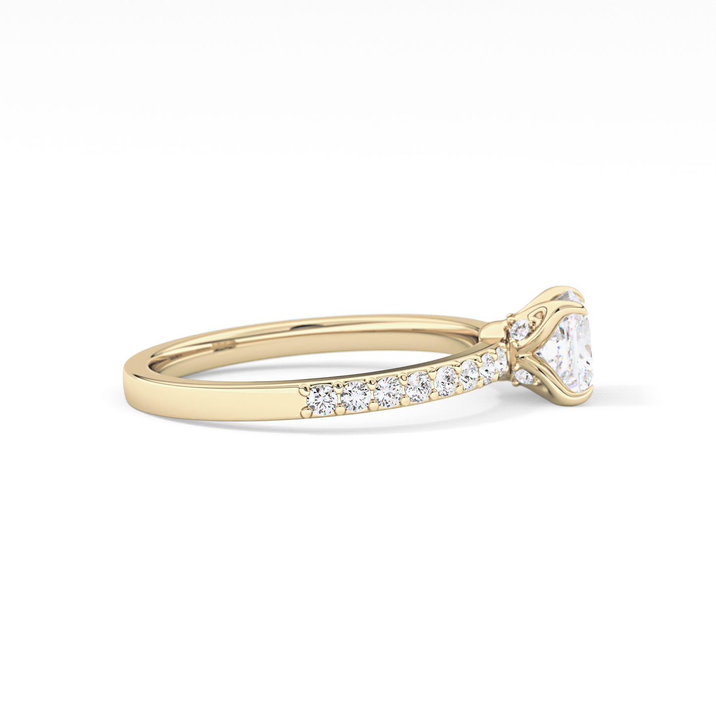 Princess Cut 0.78 Carat Moissanite Ring – Pave Setting in Gold