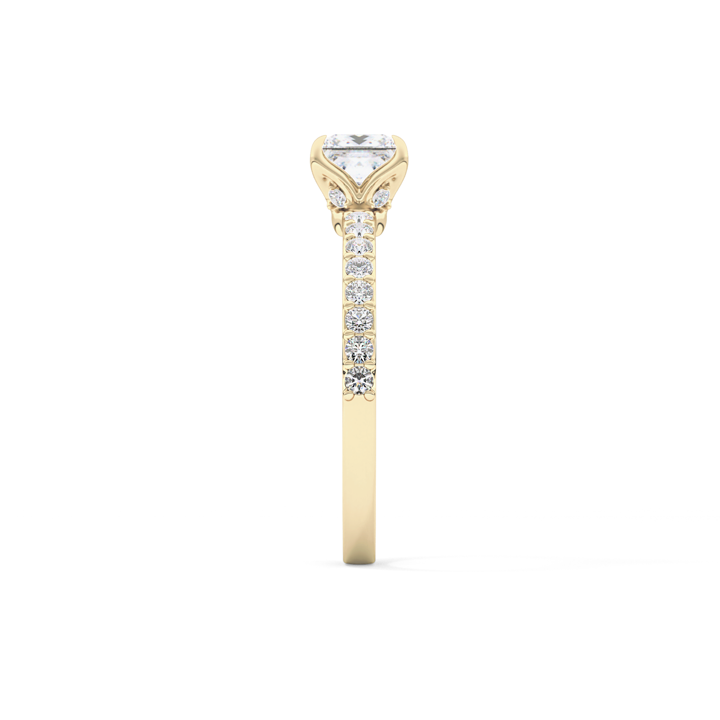 Princess Cut 0.78 Carat Moissanite Ring – Pave Setting in Gold