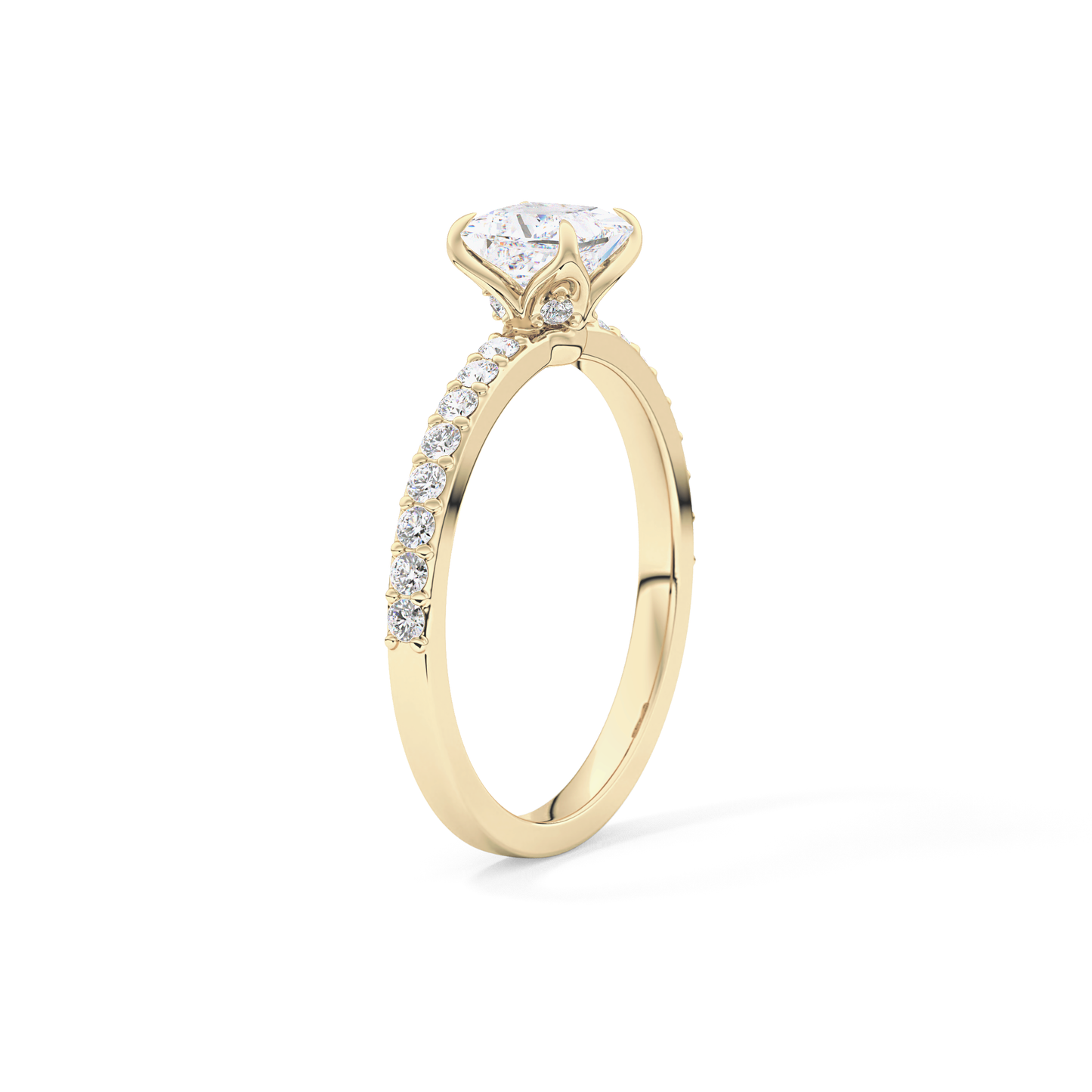 Princess Cut 0.78 Carat Moissanite Ring – Pave Setting in Gold