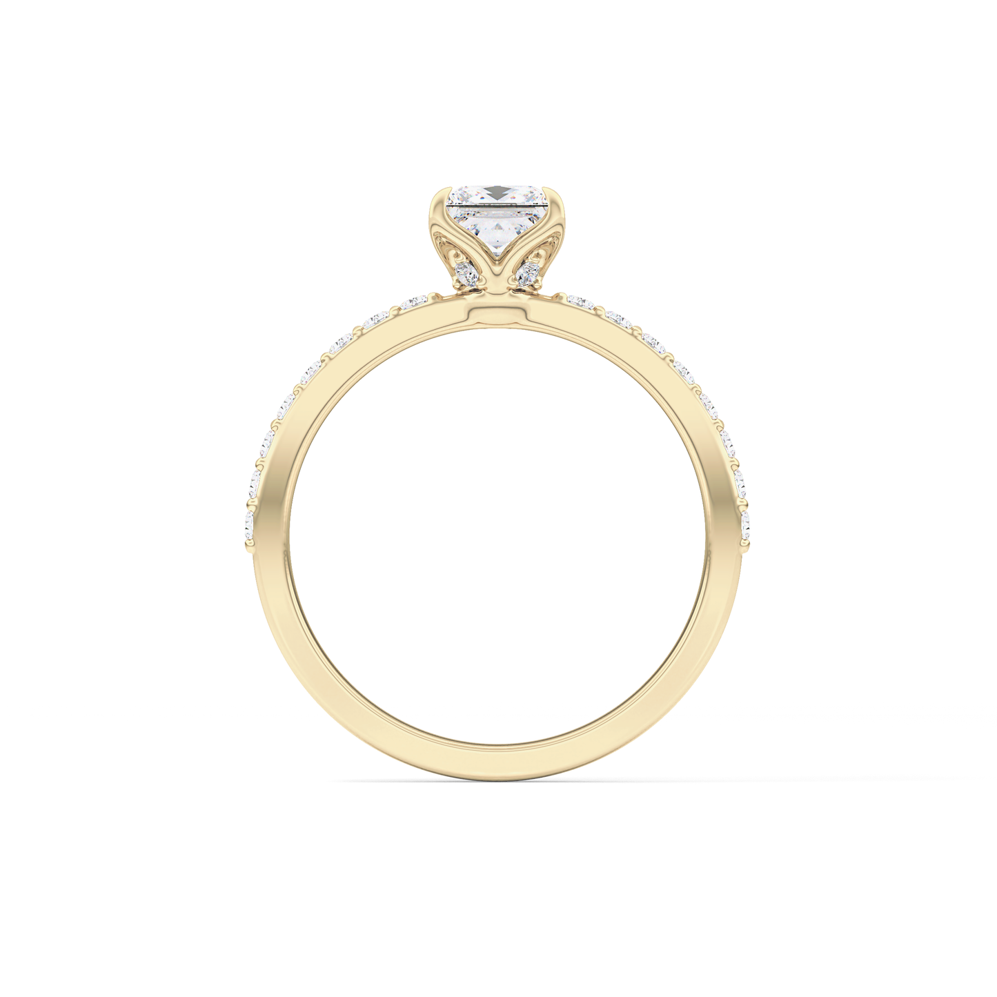 Princess Cut 0.78 Carat Moissanite Ring – Pave Setting in Gold