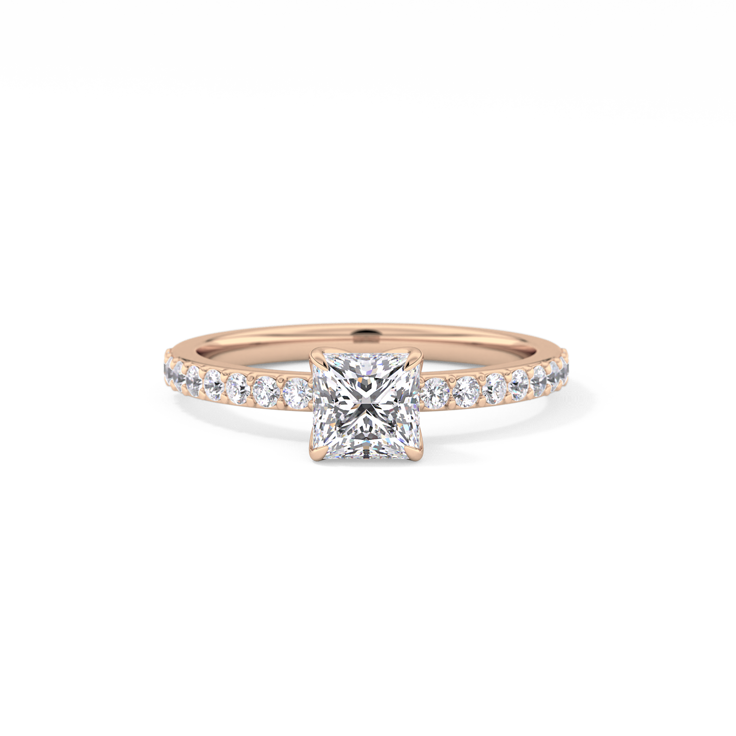 Princess Cut 0.78 Carat Moissanite Ring – Pave Setting in Gold