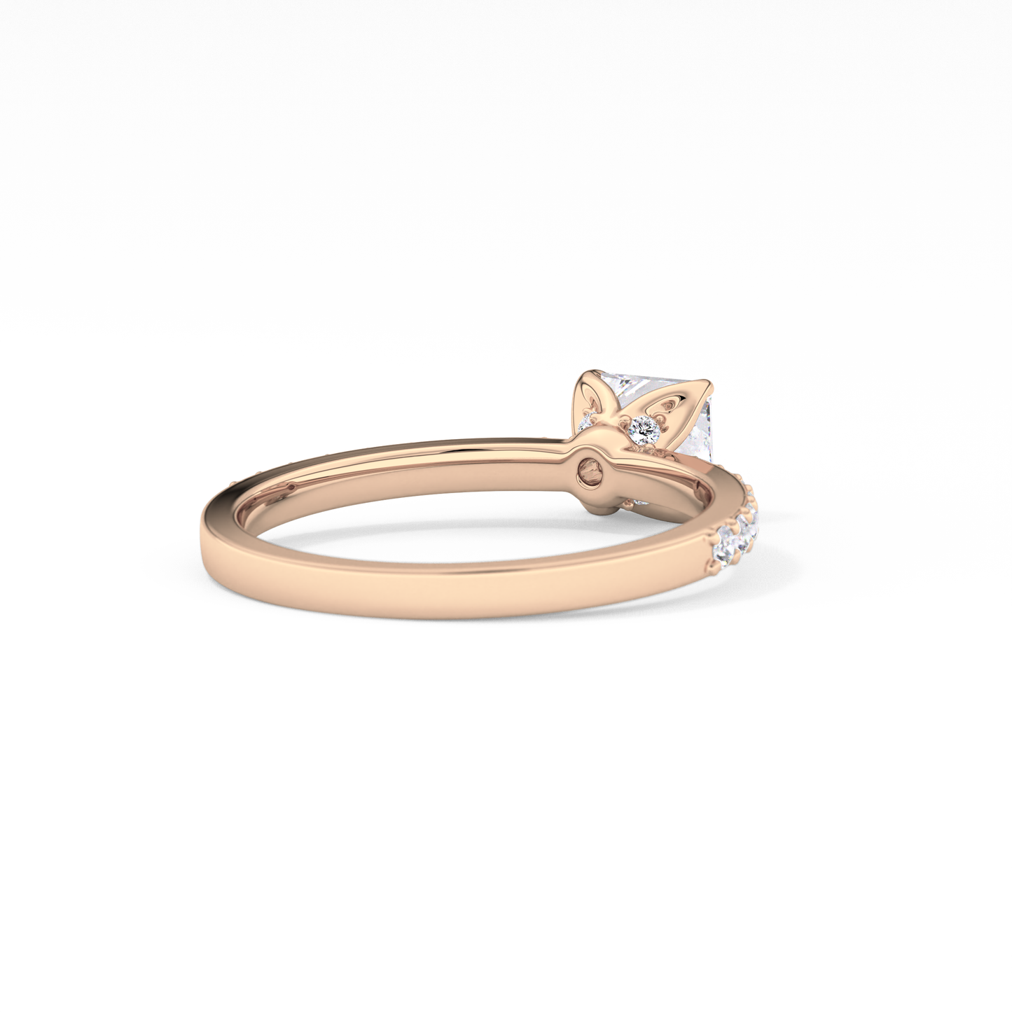 Princess Cut 0.78 Carat Moissanite Ring – Pave Setting in Gold
