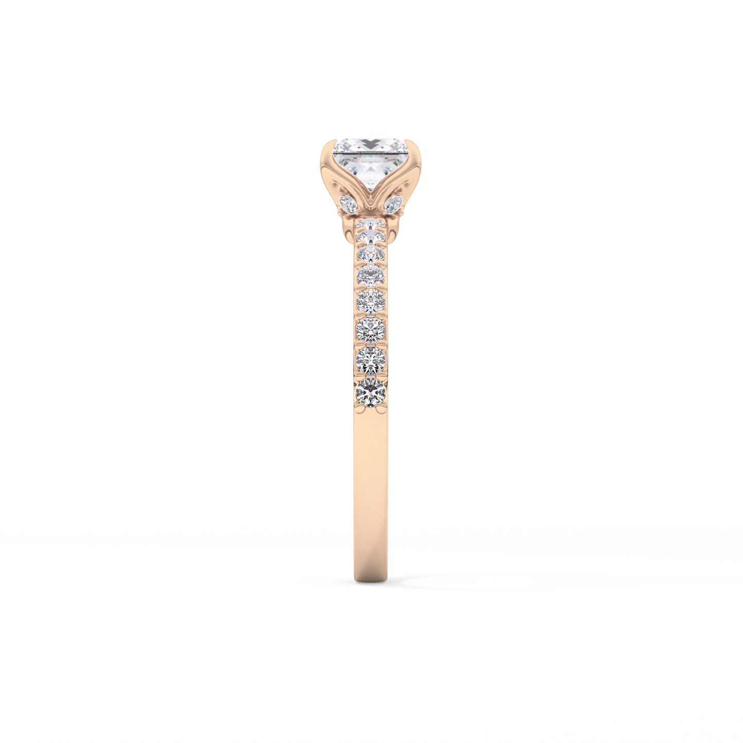 Princess Cut 0.78 Carat Moissanite Ring – Pave Setting in Gold