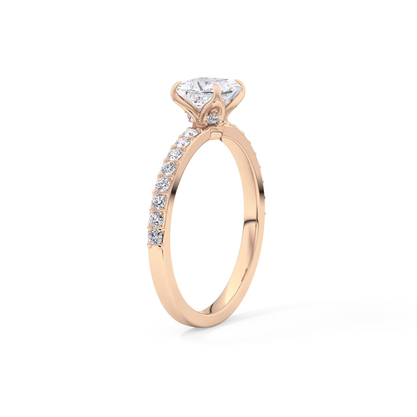 Princess Cut 0.78 Carat Moissanite Ring – Pave Setting in Gold
