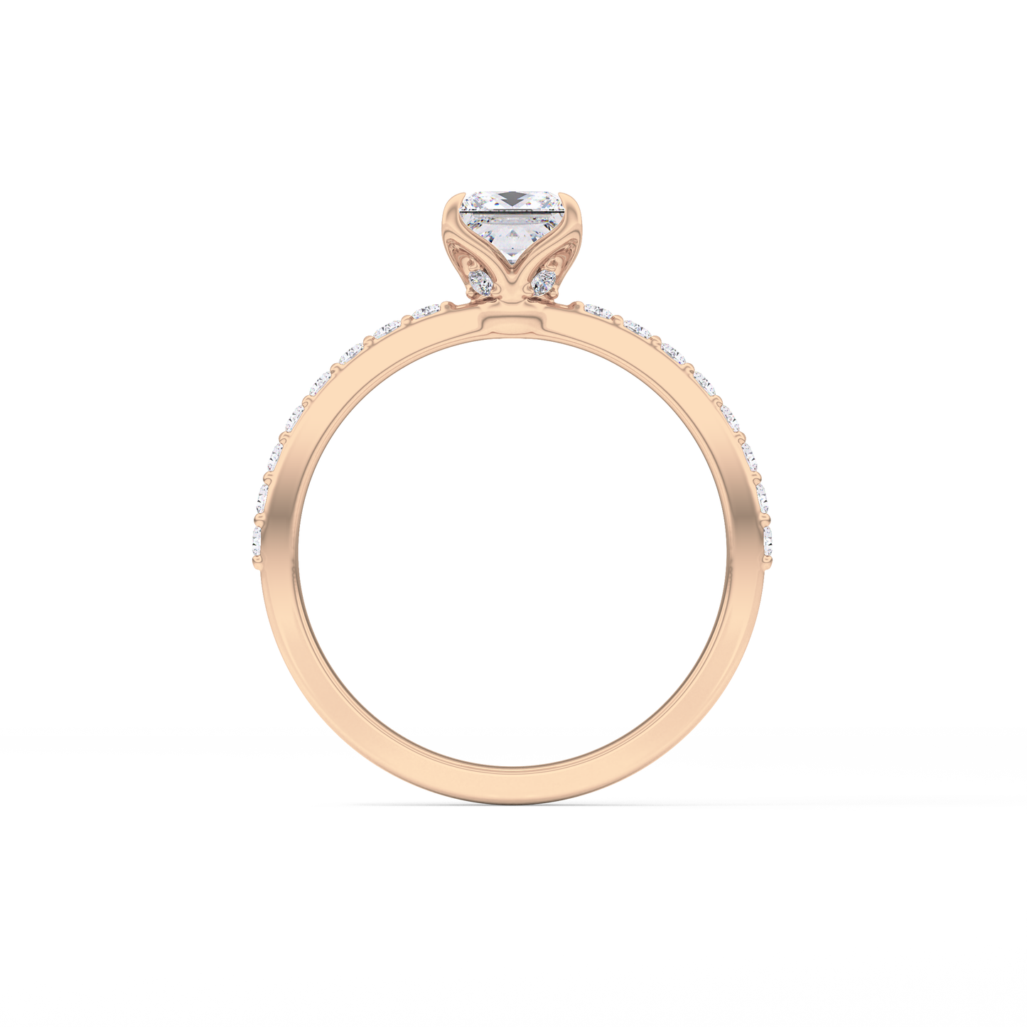 Princess Cut 0.78 Carat Moissanite Ring – Pave Setting in Gold