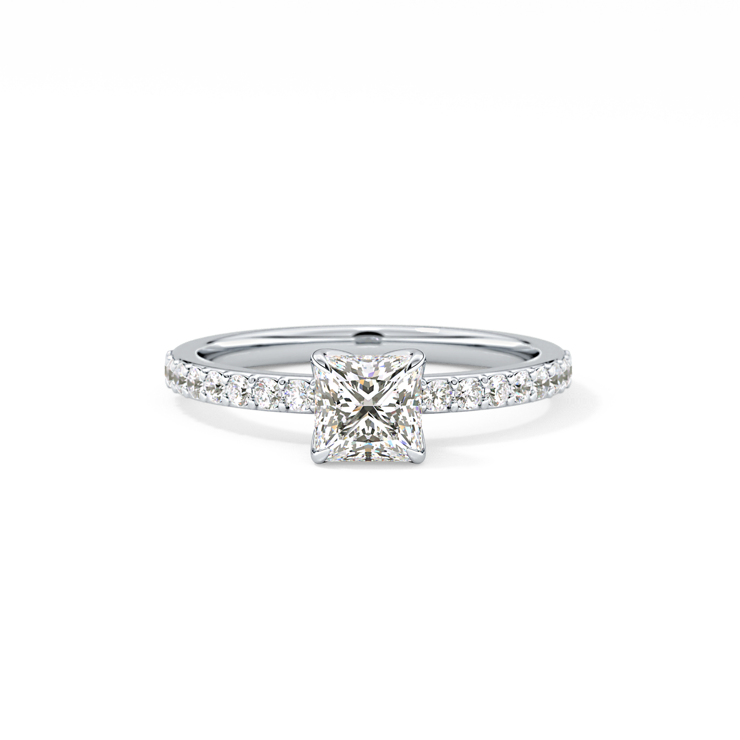 Princess Cut 0.78 Carat Moissanite Ring – Pave Setting in Gold