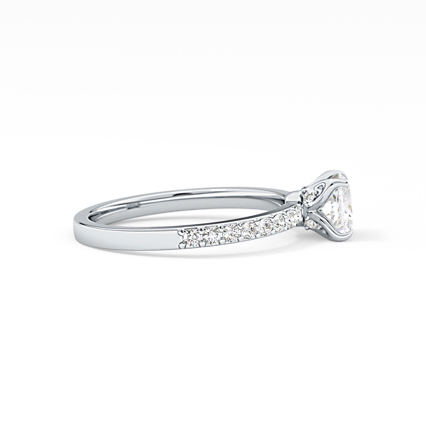 Princess Cut 0.78 Carat Moissanite Ring – Pave Setting in Gold