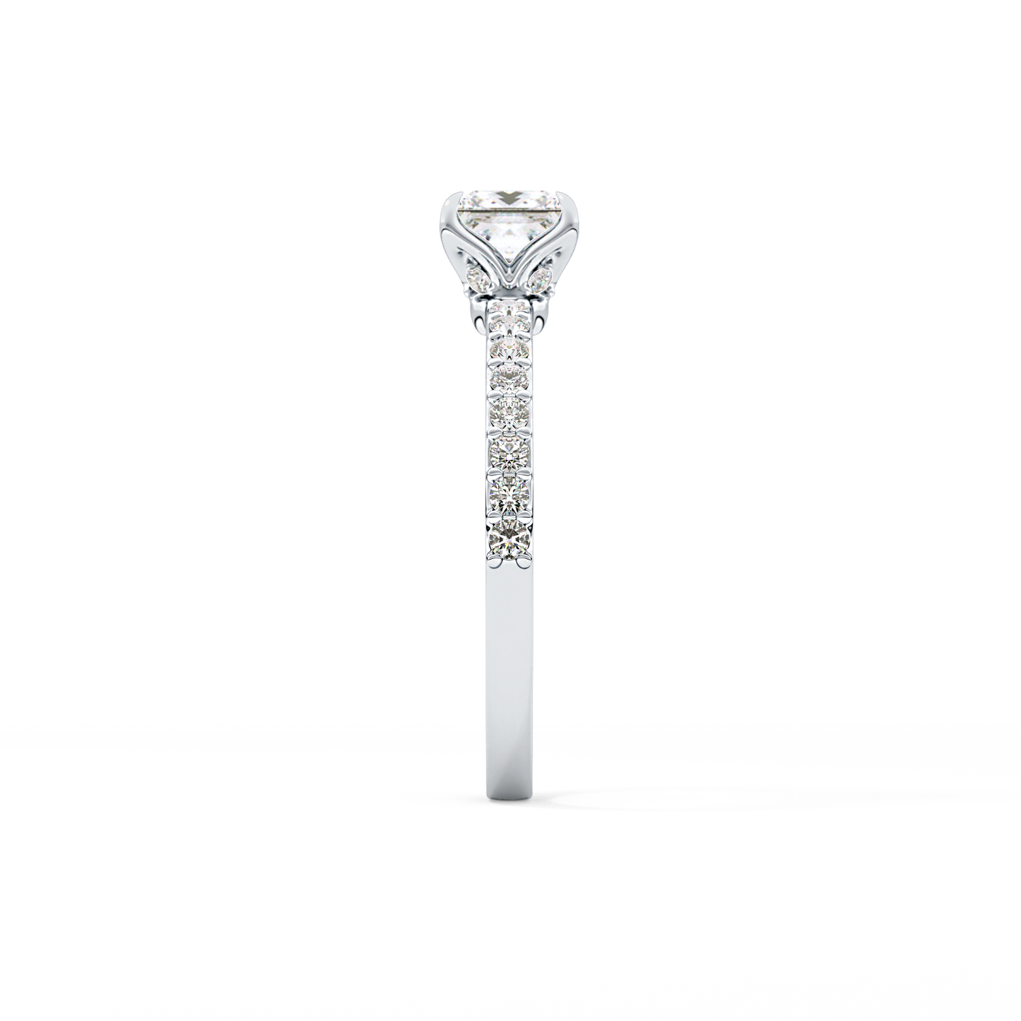 Princess Cut 0.78 Carat Moissanite Ring – Pave Setting in Gold