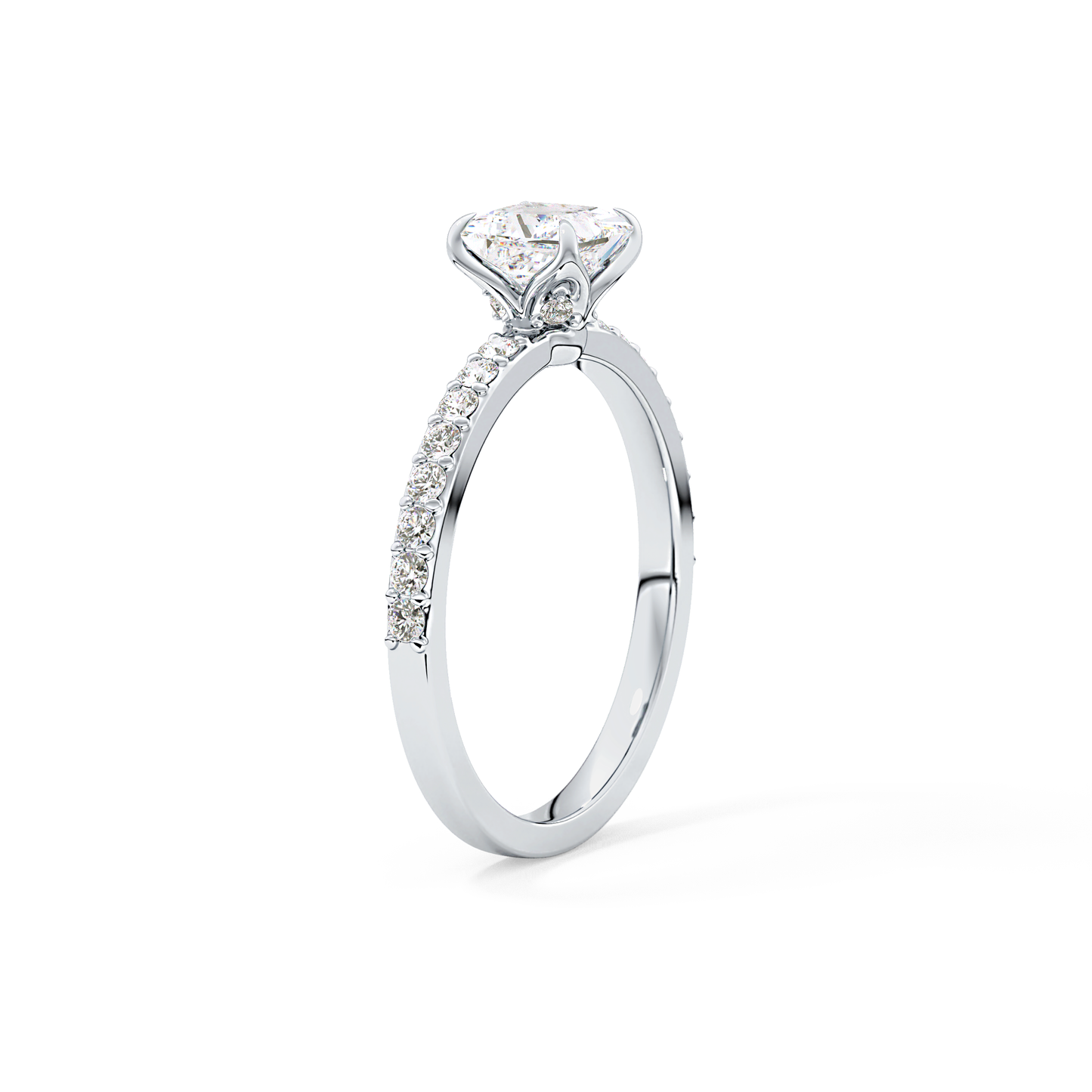Princess Cut 0.78 Carat Moissanite Ring – Pave Setting in Gold