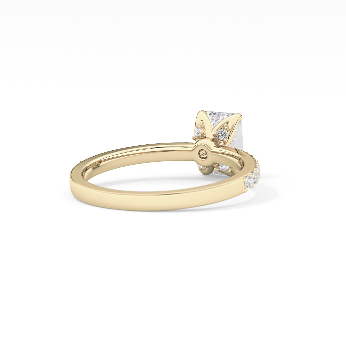 Emerald Cut 1.02 Carat Moissanite Ring – Pave Setting in Gold