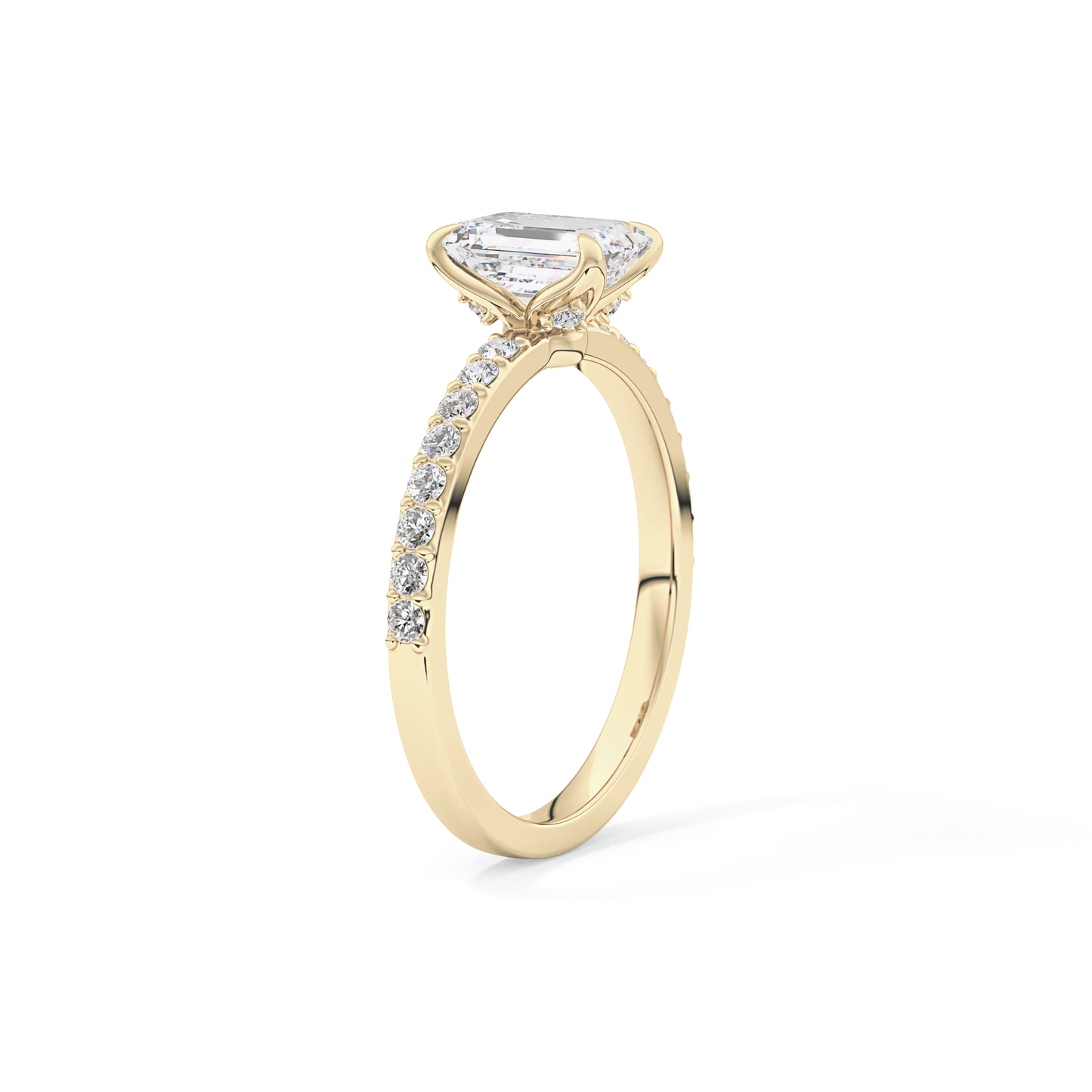 Emerald Cut 1.02 Carat Moissanite Ring – Pave Setting in Gold