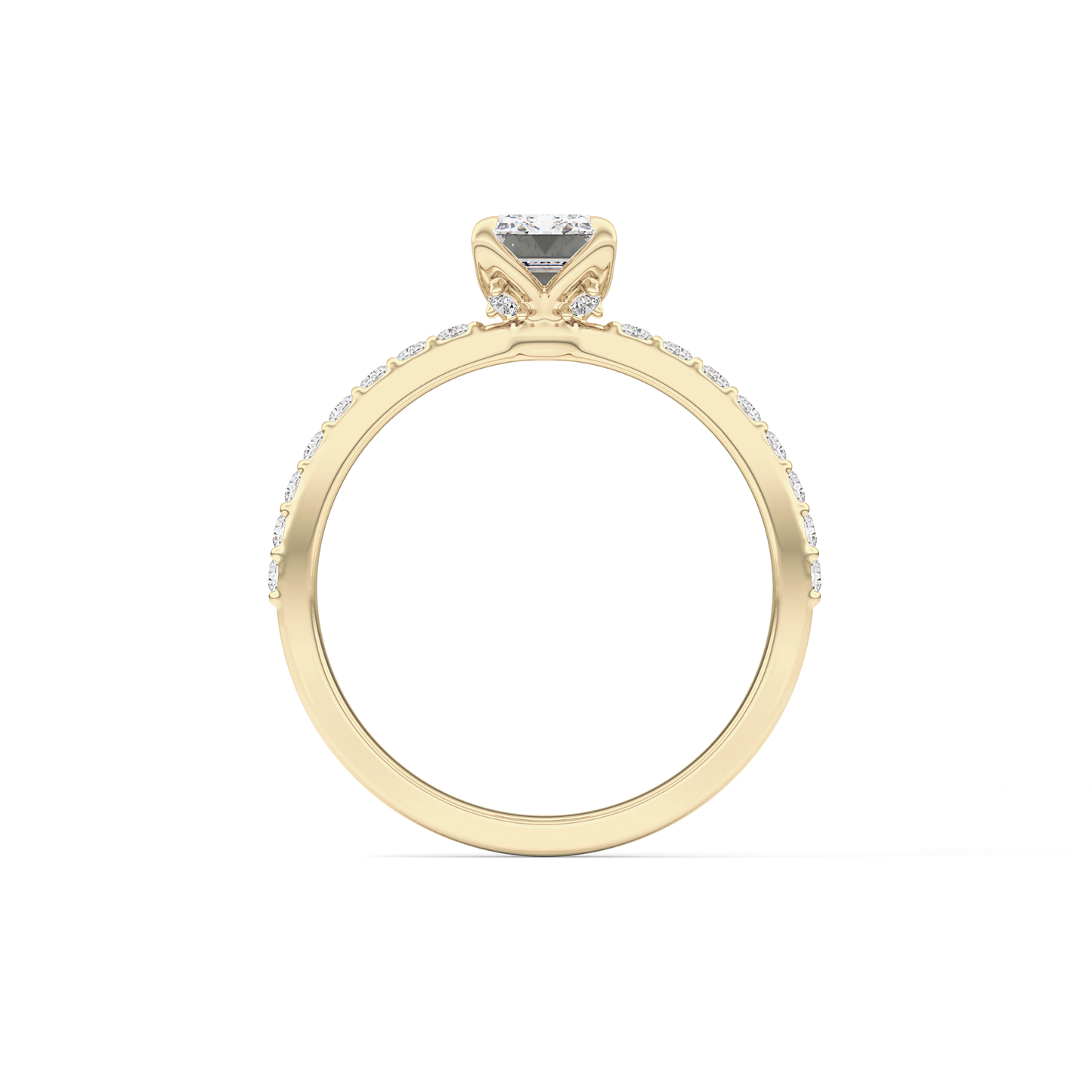 Emerald Cut 1.02 Carat Moissanite Ring – Pave Setting in Gold