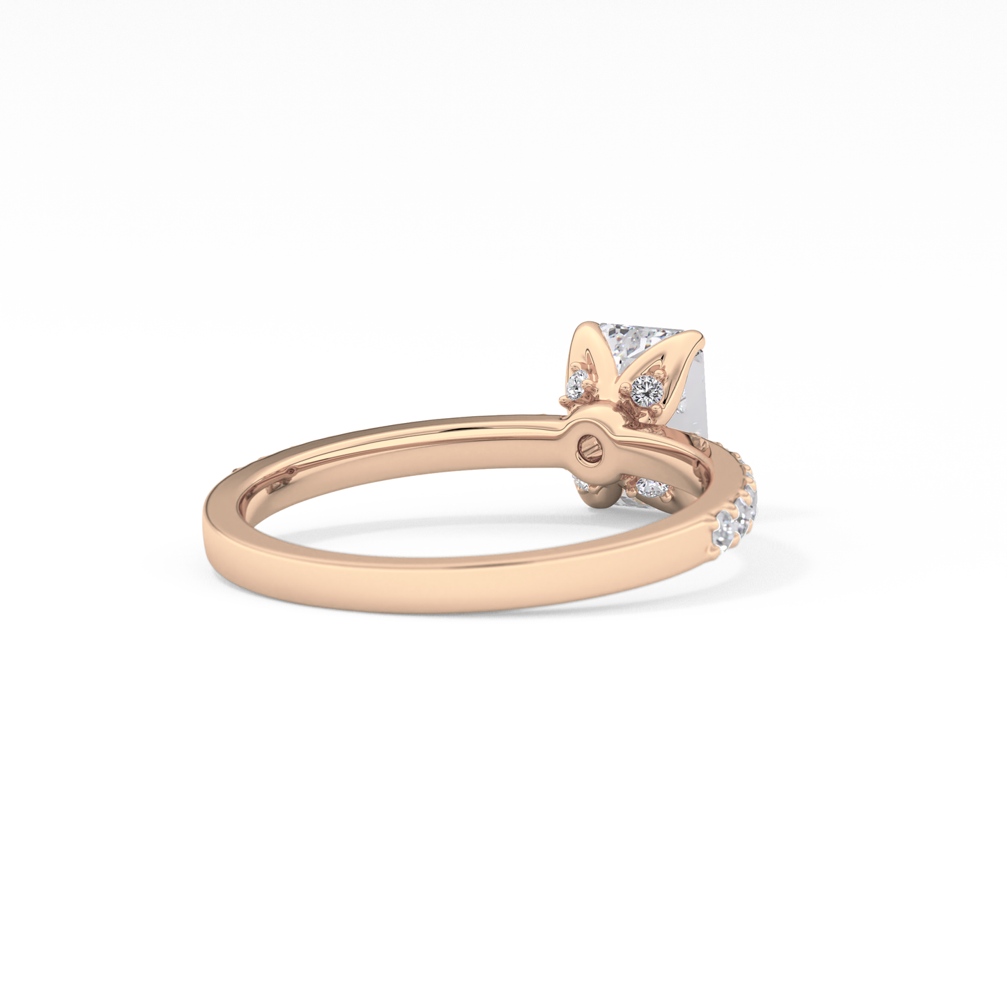 Emerald Cut 1.02 Carat Moissanite Ring – Pave Setting in Gold