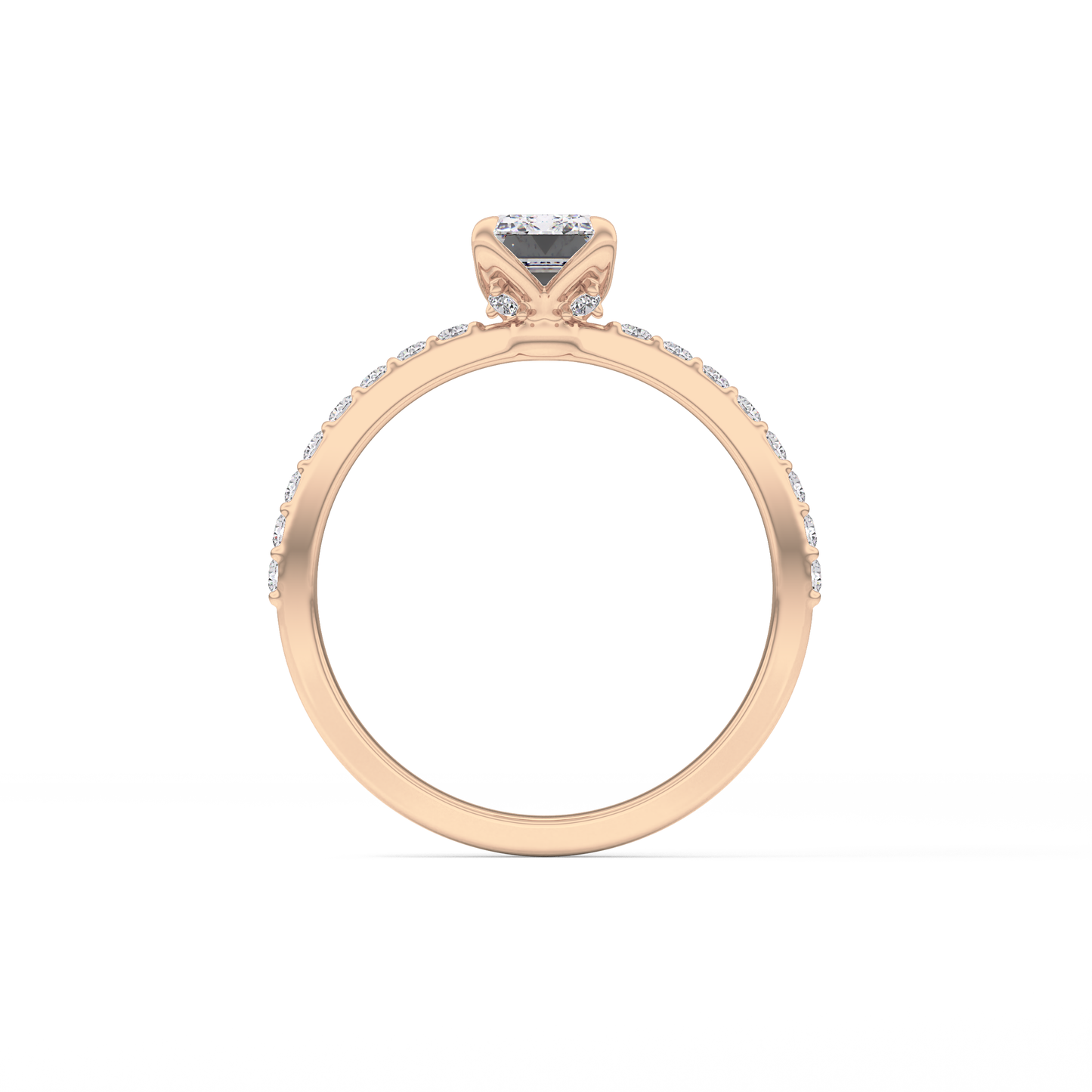 Emerald Cut 1.02 Carat Moissanite Ring – Pave Setting in Gold