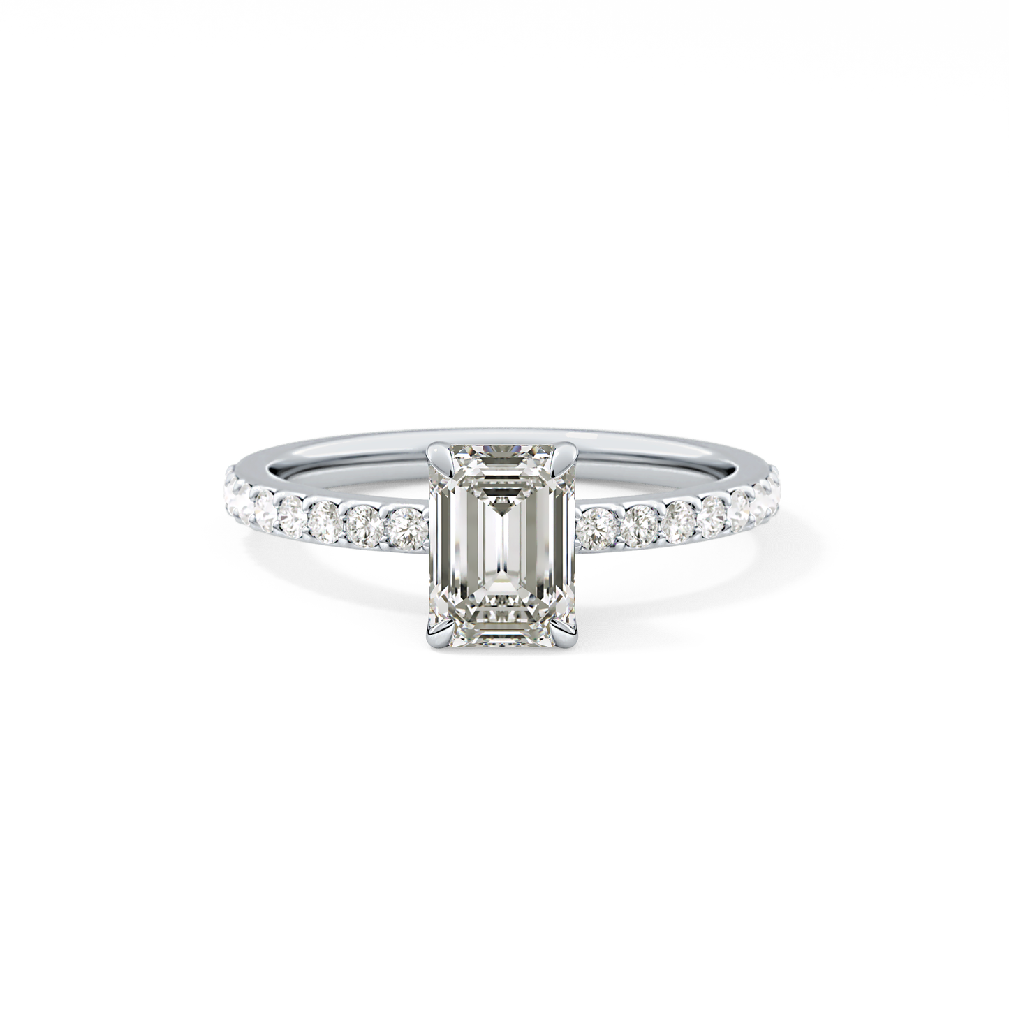 Emerald Cut 1.02 Carat Moissanite Ring – Pave Setting in Gold