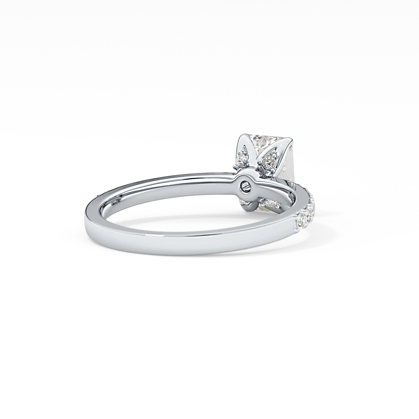 Emerald Cut 1.02 Carat Moissanite Ring – Pave Setting in Gold